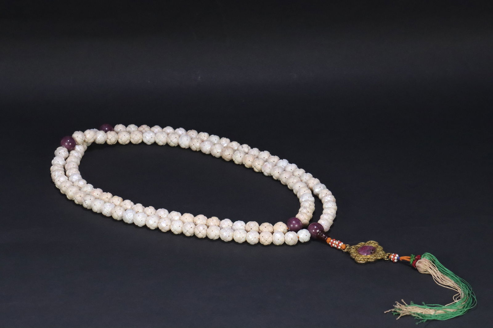 Qing Dynasty Ruby and Eastern Pearl 108 Bead Buddhist Beads (1 of 1)