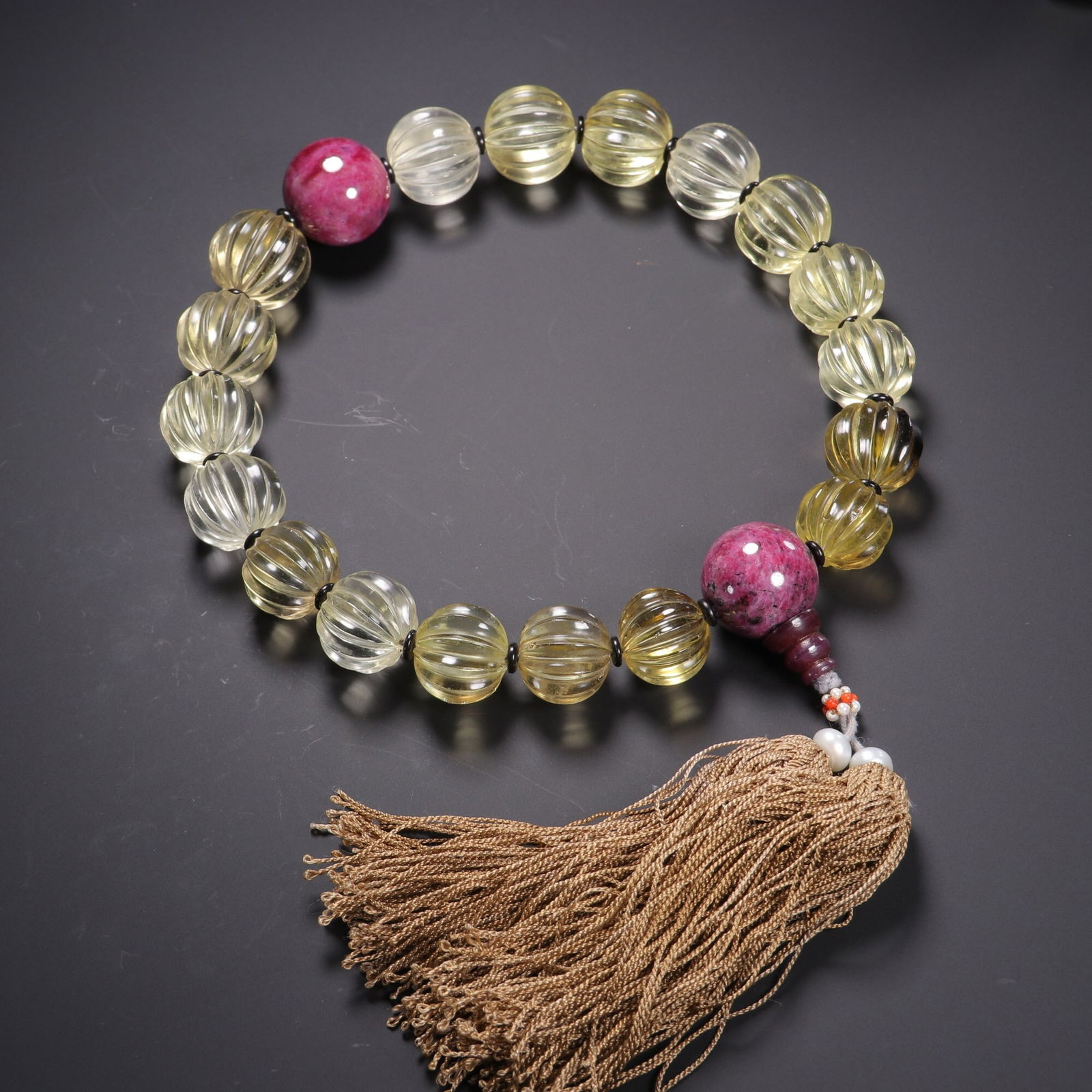 Qing Dynasty Crystal Hand-held Beaded Pair (18 beads) (1 of 1)