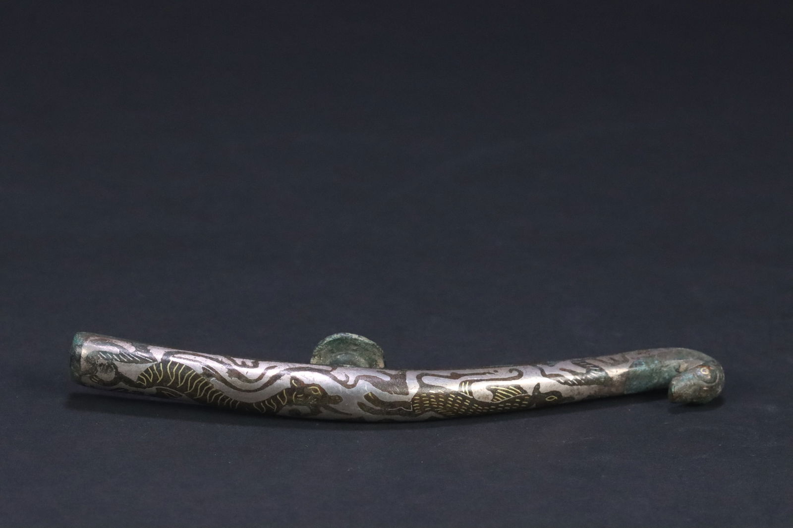 Han Dynasty Bronze Belt Hook Inlaid with Gold and Silver (1 of 2)