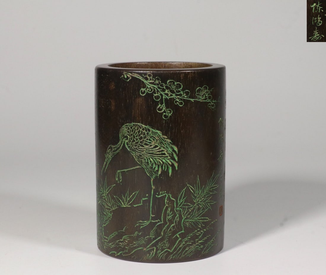 Chen Hongshou-era agarwood brush pot: 10.2*7/208.6g