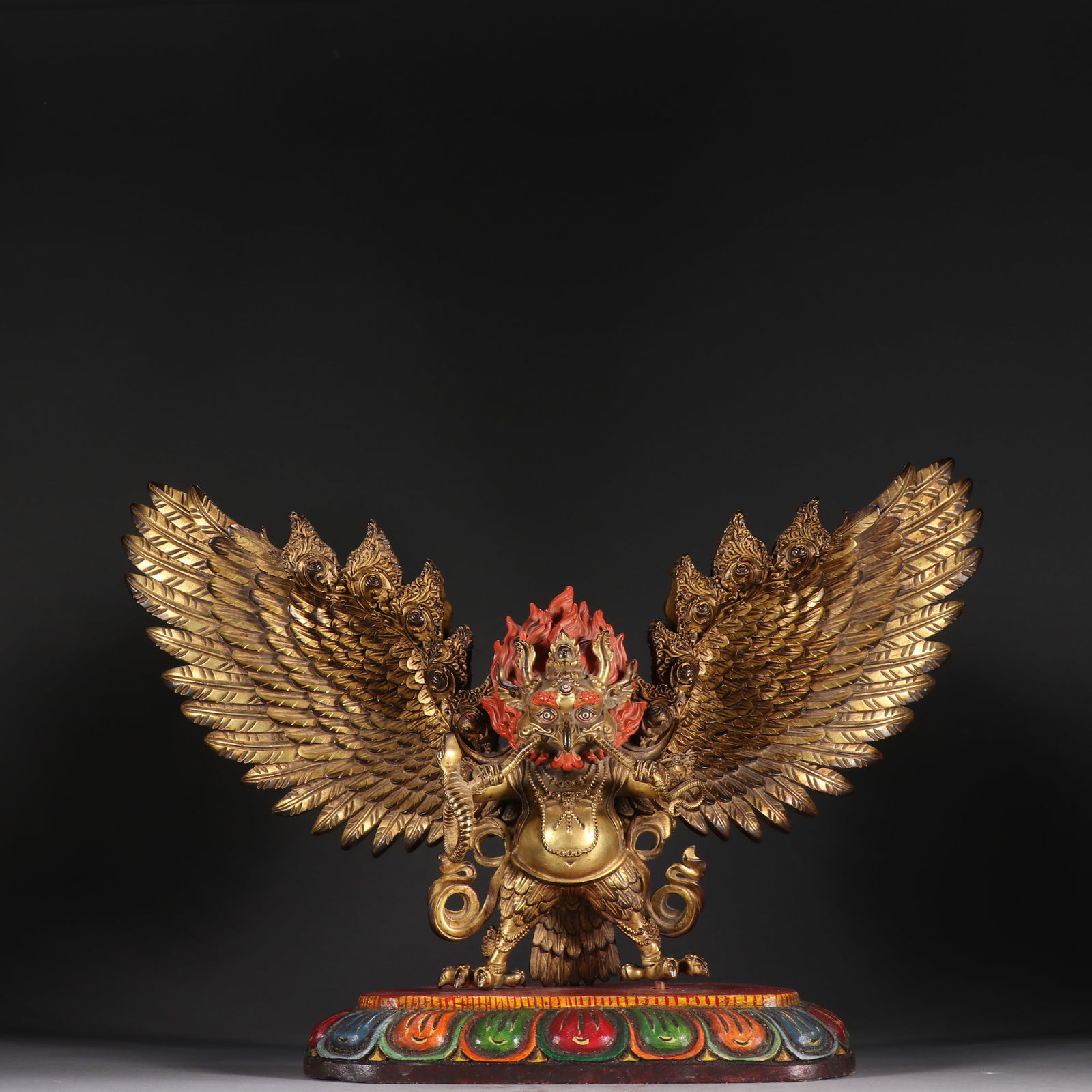 Qing Dynasty Gilt Bronze Garuda Statue (1 of 2)