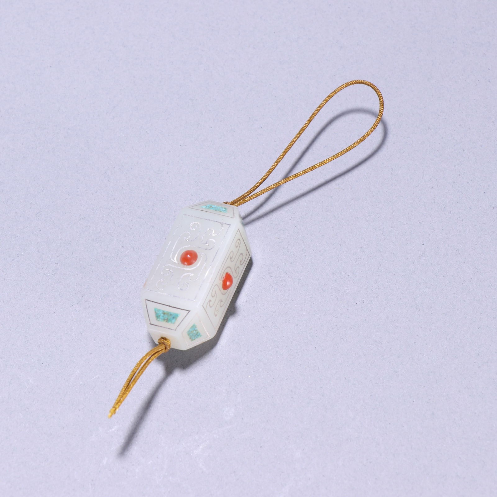 Qing Dynasty Hetian Jade Pendant with Silver Wire Inlay (1 of 1)