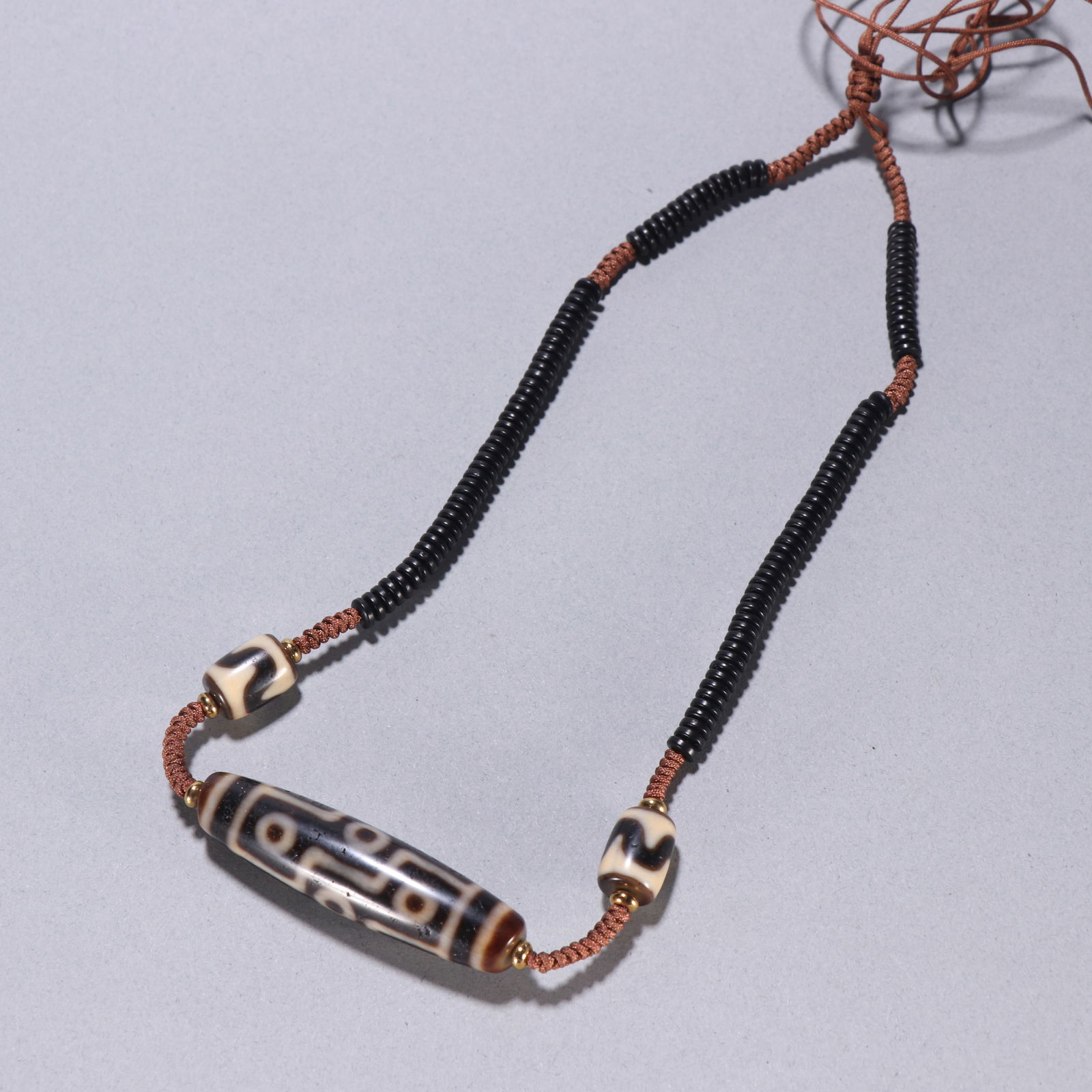 Qing Dynasty Nine-Eyed Dzi Bead Necklace (1 of 1)