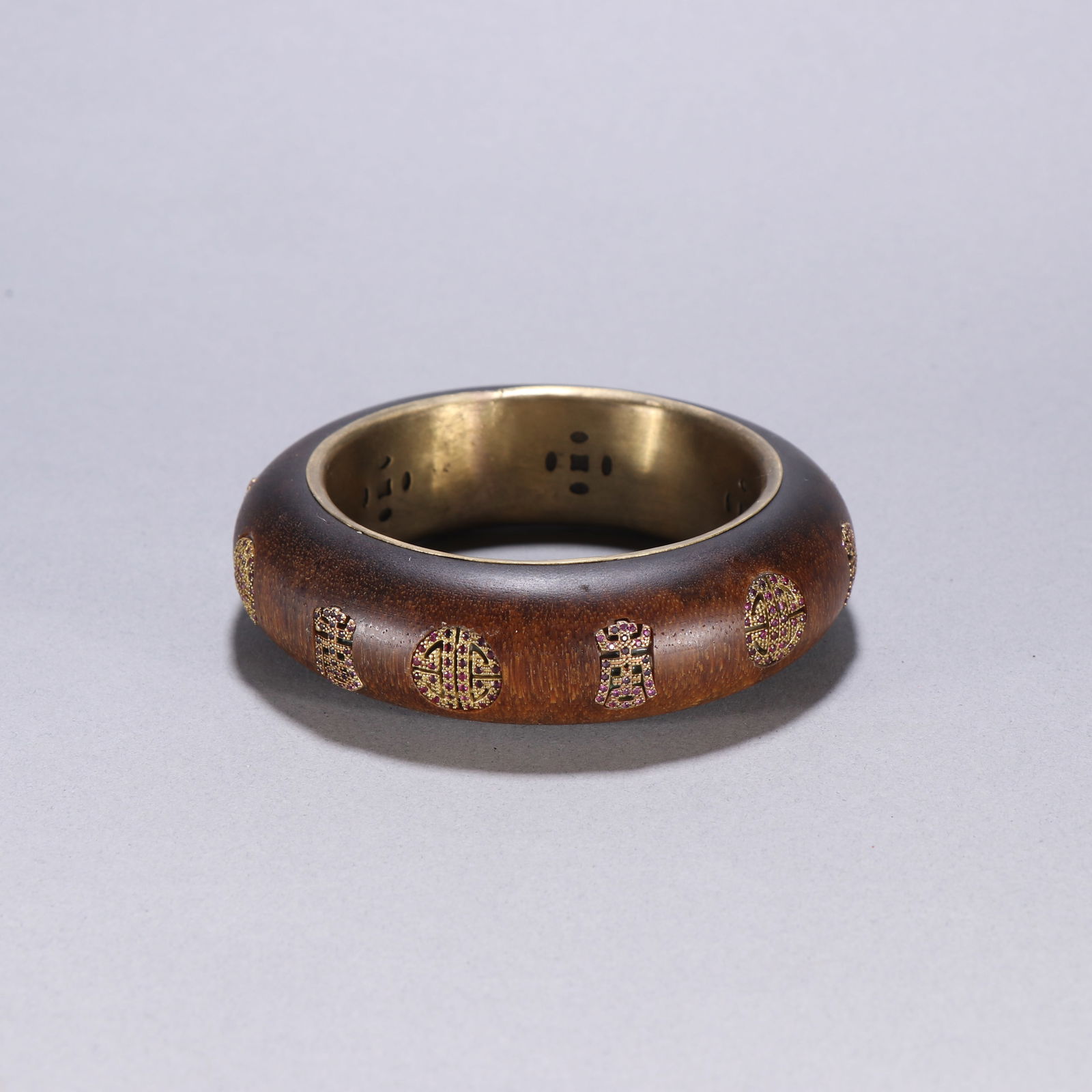 Qing Dynasty Agarwood Bracelet Inlaid with Silver and Gilt (1 of 1)