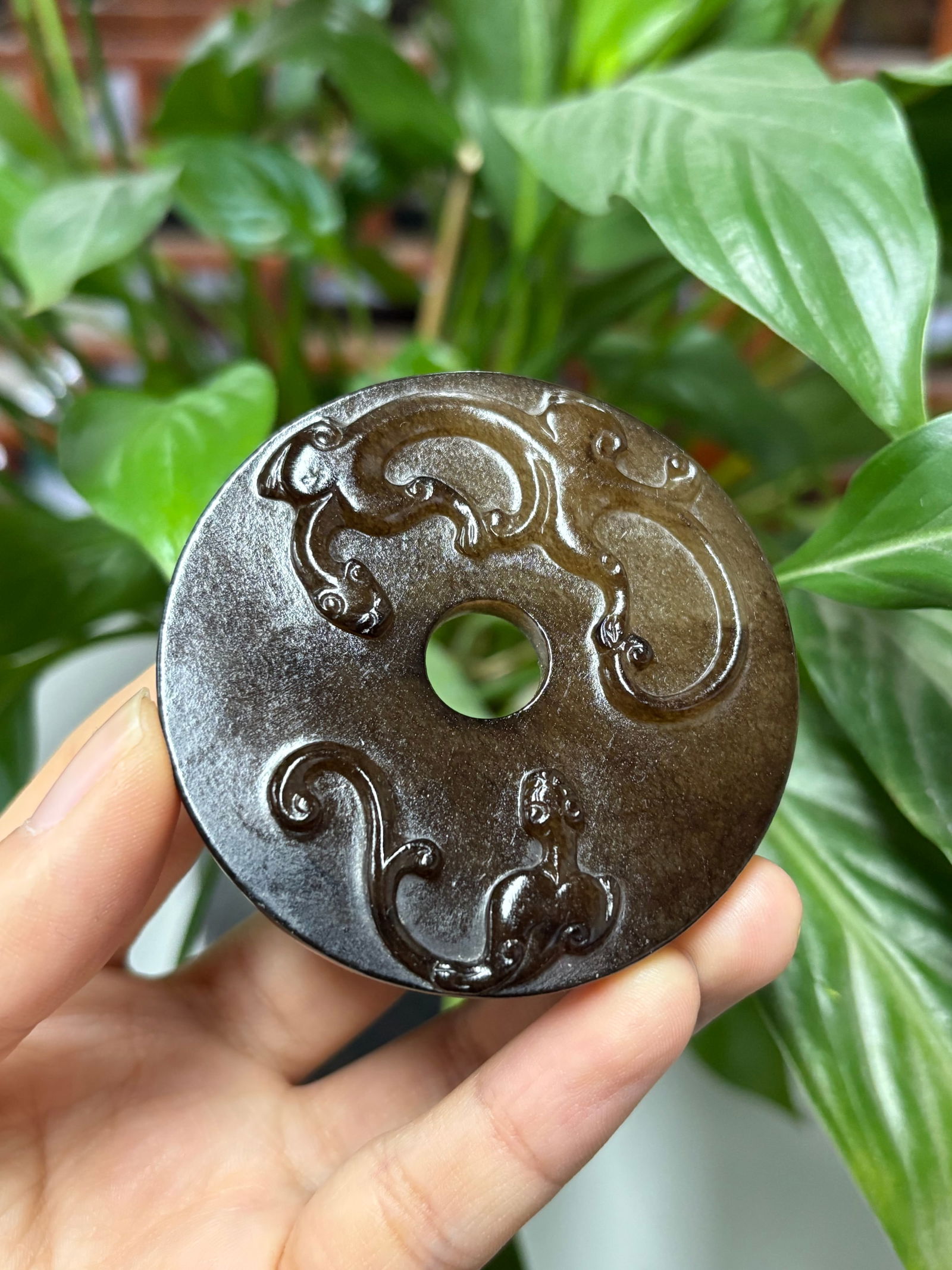 Hetian jade bi: 6.05*0.8/45.6g