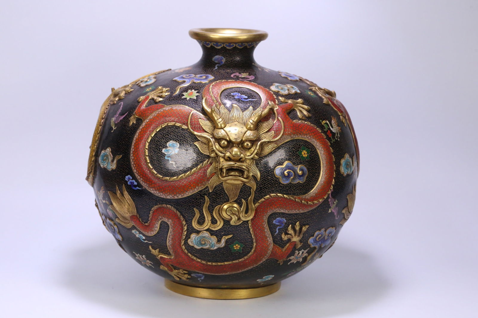 Qianlong mark Cloisonné Dragon Vase (1 of 4)
