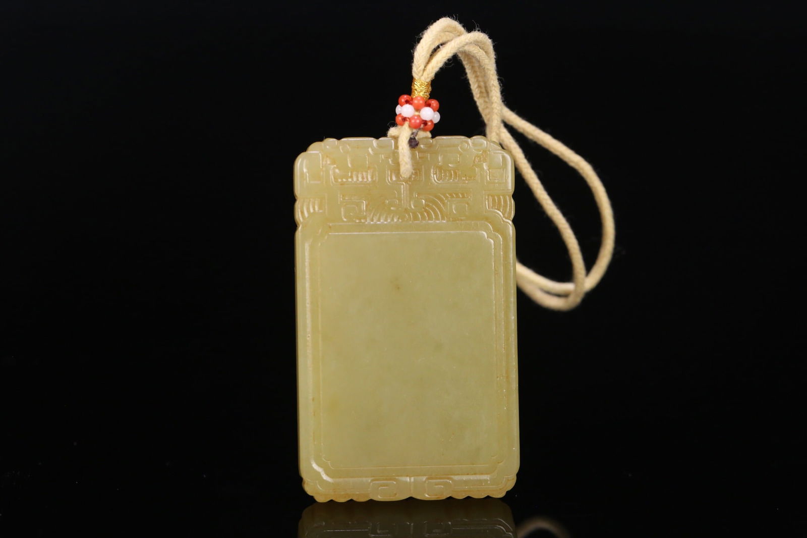 Qing Dynasty Hetian Yellow Jade Plaque: 6*3.6*0.7/39.5g