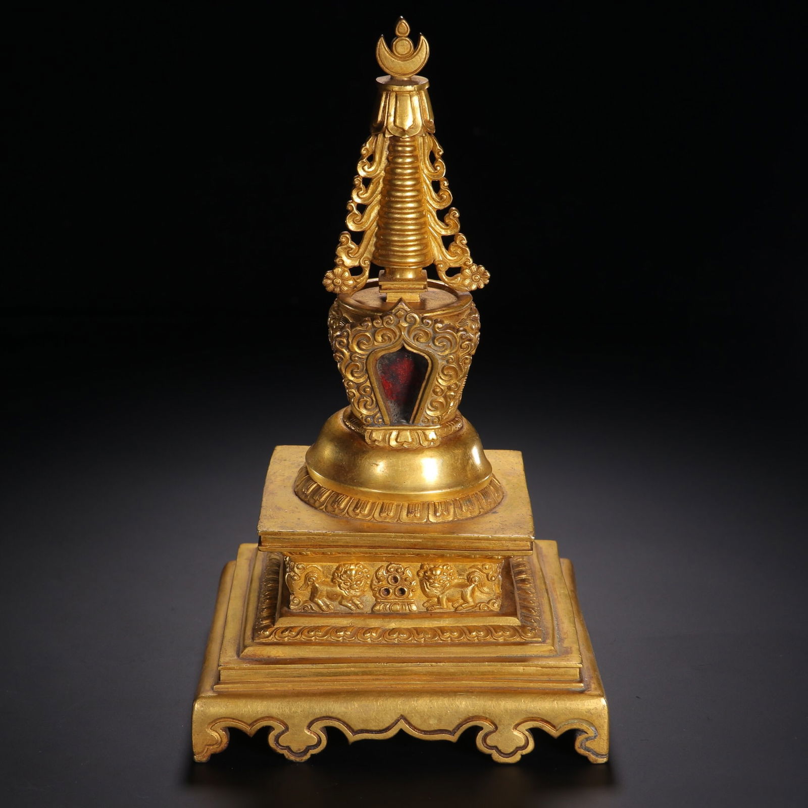 Copper gilded Buddhist pagoda from the Qing Dynasty (1 of 2)