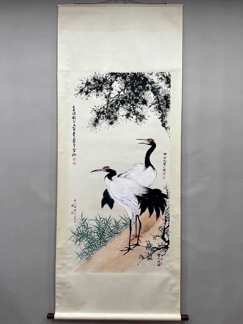 Paper Hanging Scroll in Collaboration with Dong Shouping, Tian Shiguang, Qi Gong, and Bai Xueshi (1 of 1)