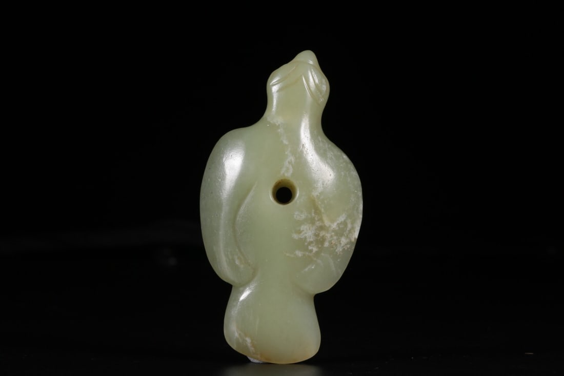 Hongshan Culture mark jade pendant: 8.5*4.5*1.3/67g