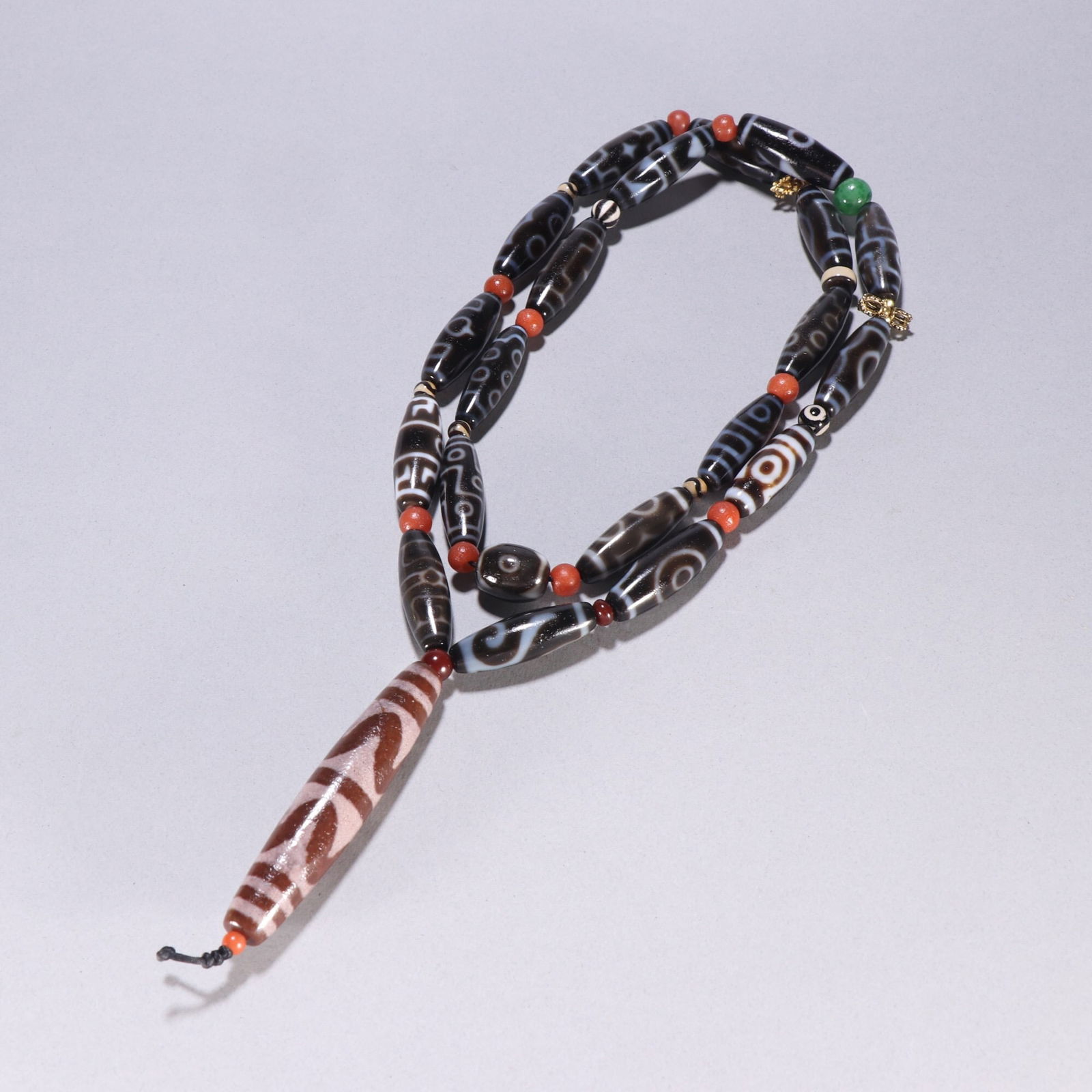 Qing Dynasty Multi-Gemstone Dzi Bead Necklace (1 of 1)