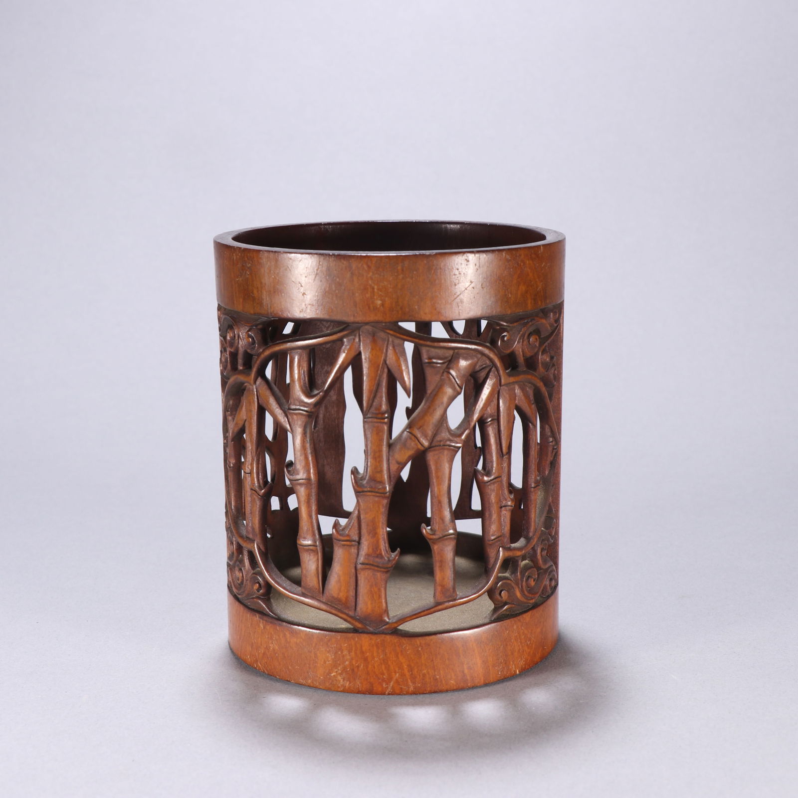 Qing Dynasty Boxwood Brush Holder: 10.5*8.8/97.5g