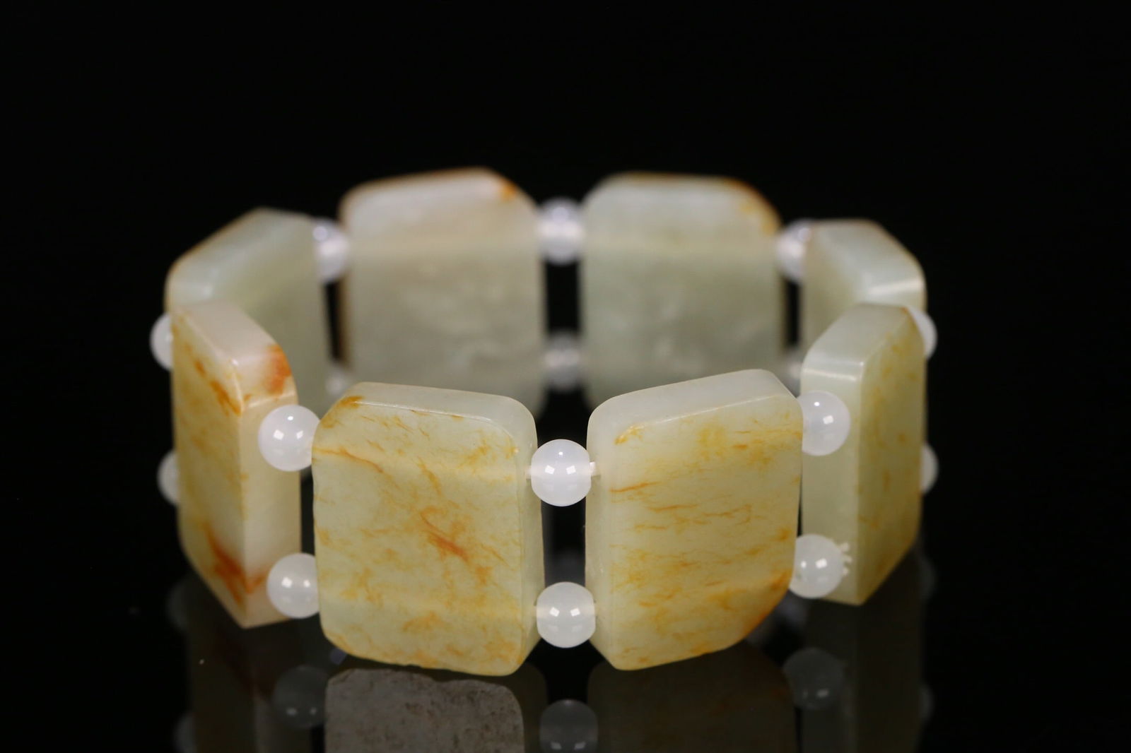 Hotan Jade Seed Hand String: 6.8*2.2*0.6/76g