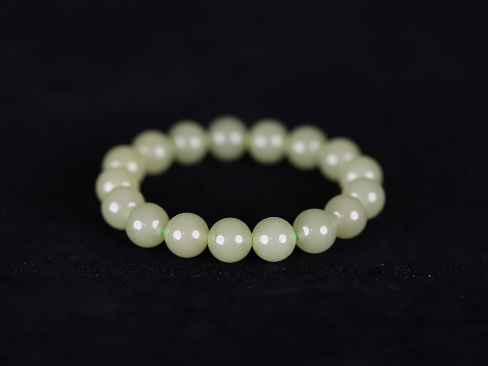 Hotan yellow jade round bead bracelet (1 of 1)