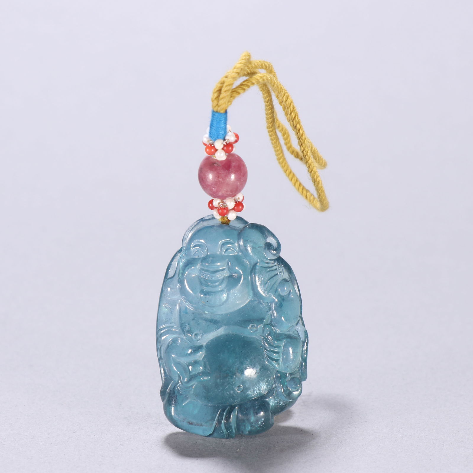Qing Dynasty Sea Blue Treasure Pendant: 4.4*3/27.2g