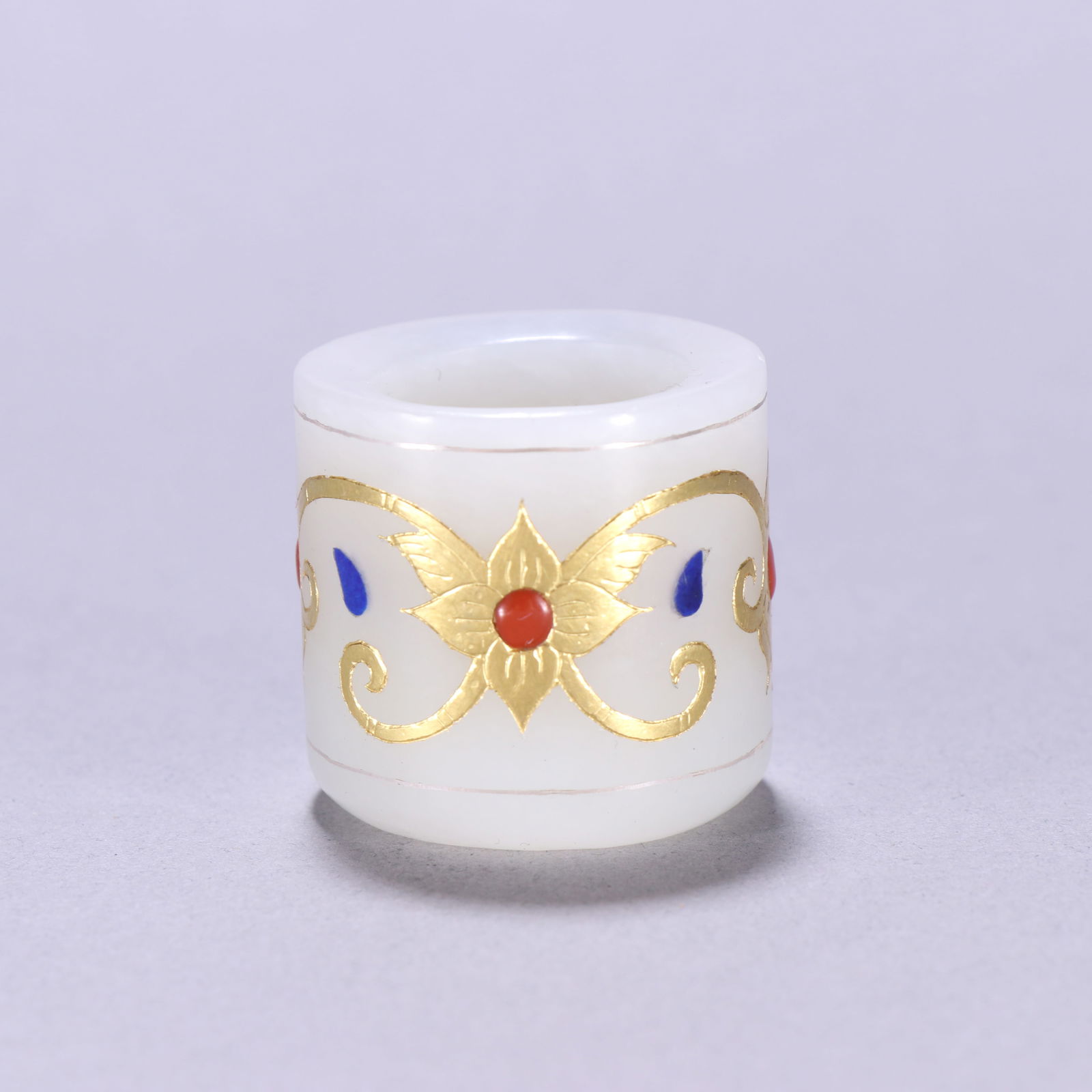 Hotan Jade Ring with gold inlaid treasure: 2.2*3.2/43.2g