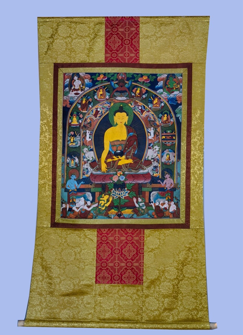 Qing Dynasty Mineral-Painted Thangka (1 of 1)