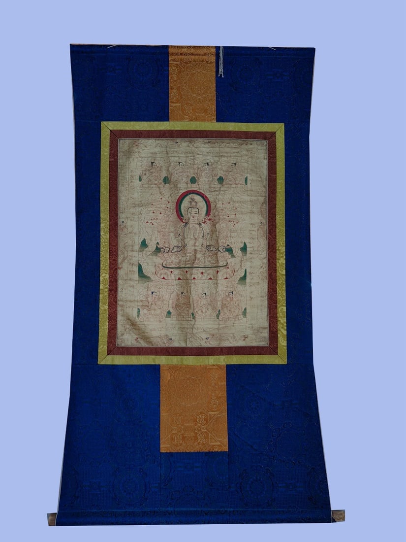 Qing Dynasty Mineral-Painted Thangka: 57*40.5