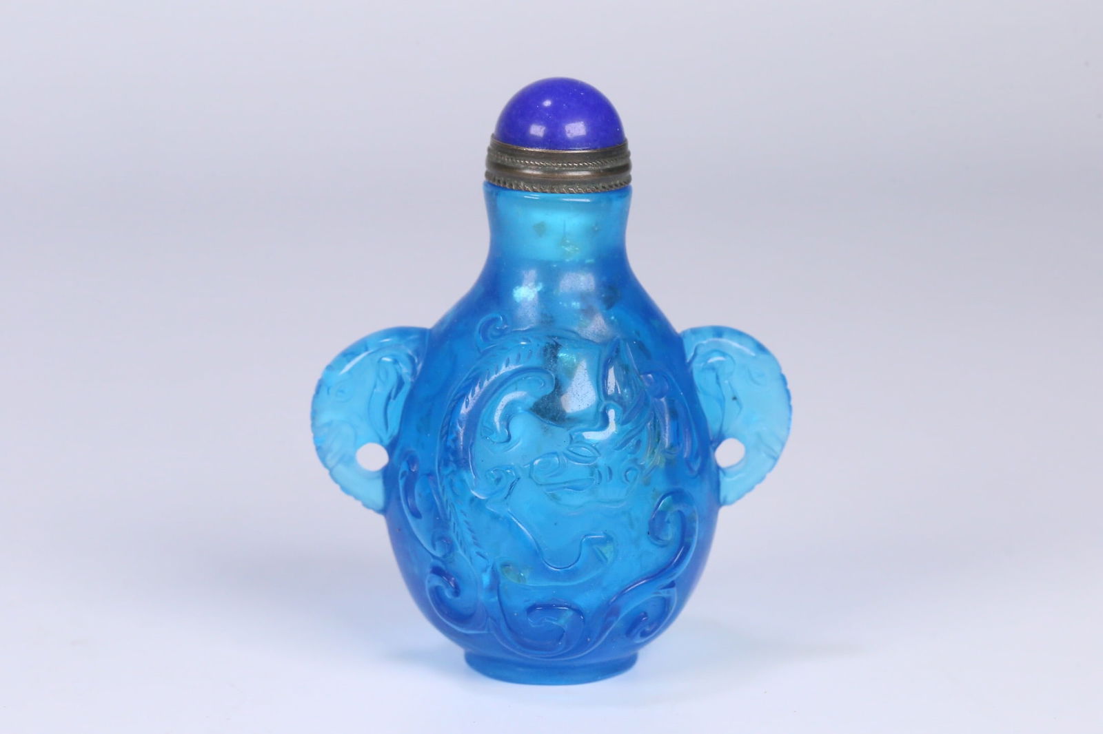 Guangxu mark Glass Snuff Bottle with Double Elephant Ears: 6.5*5.3*3.7/64.8g