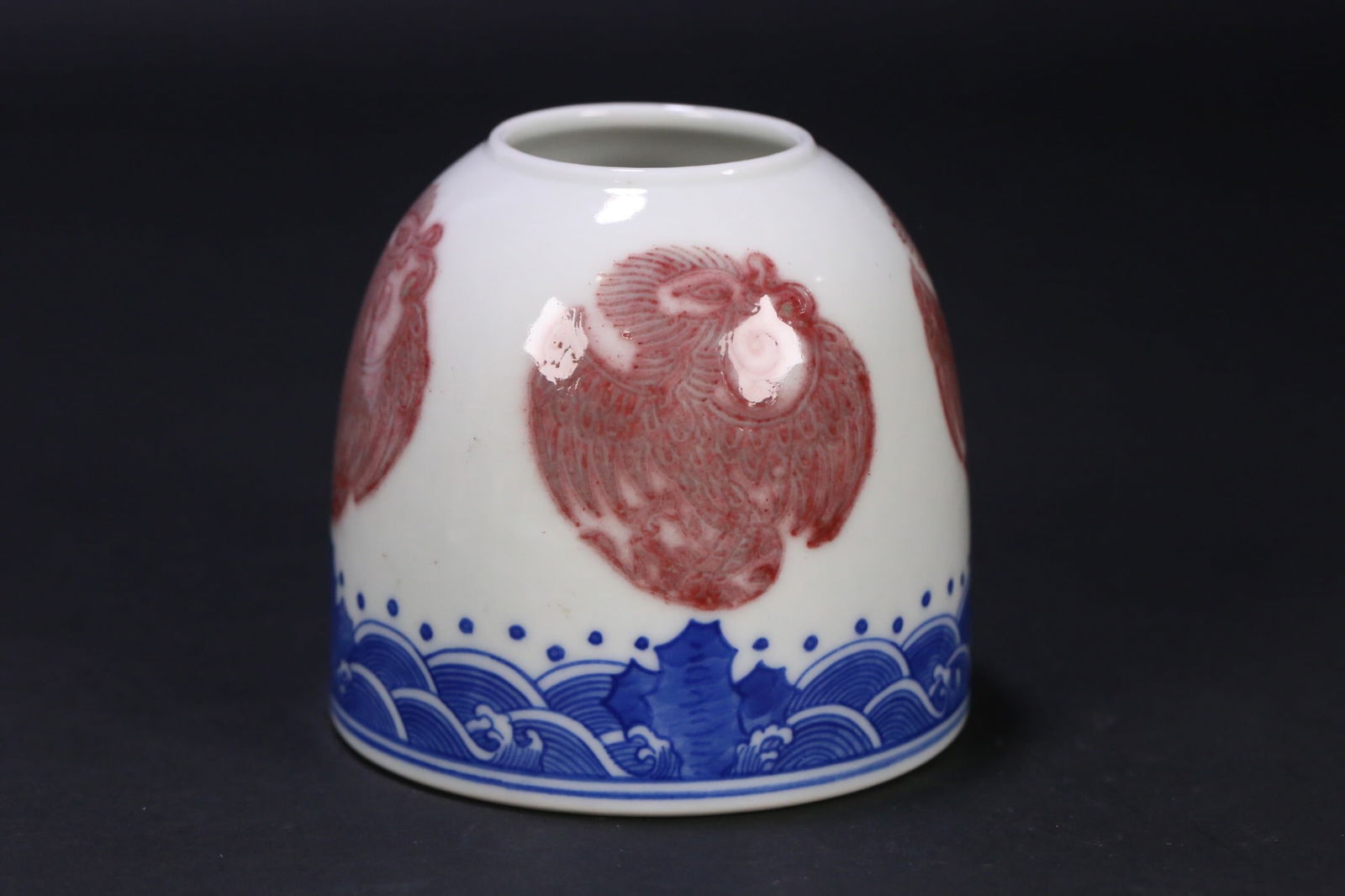 Qianlong-Marked Wood Grain Glazed Four-Spouted Vase: 7.2*7.8