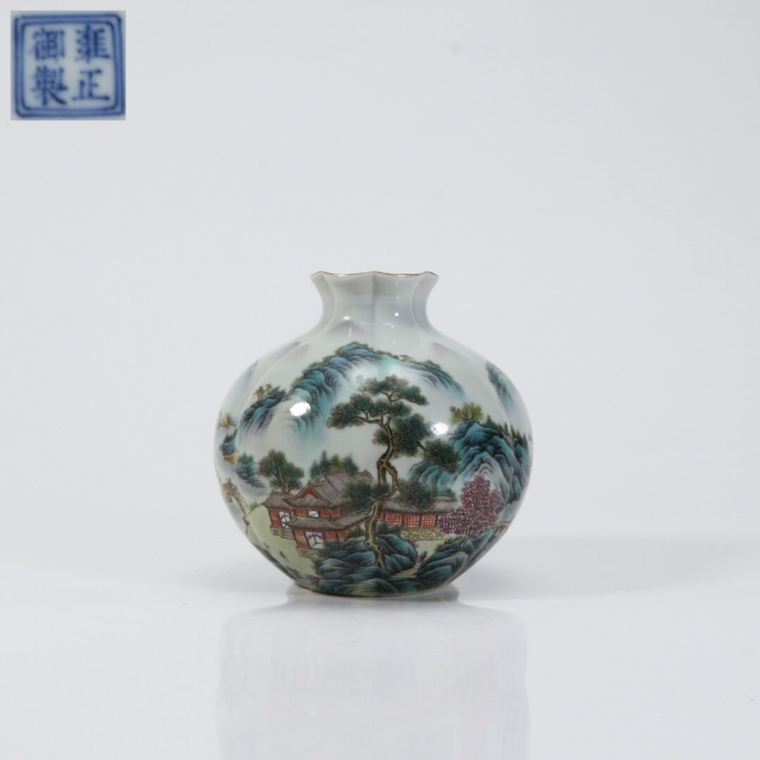 Yongzheng mark painted pomegranate statue: 12*12