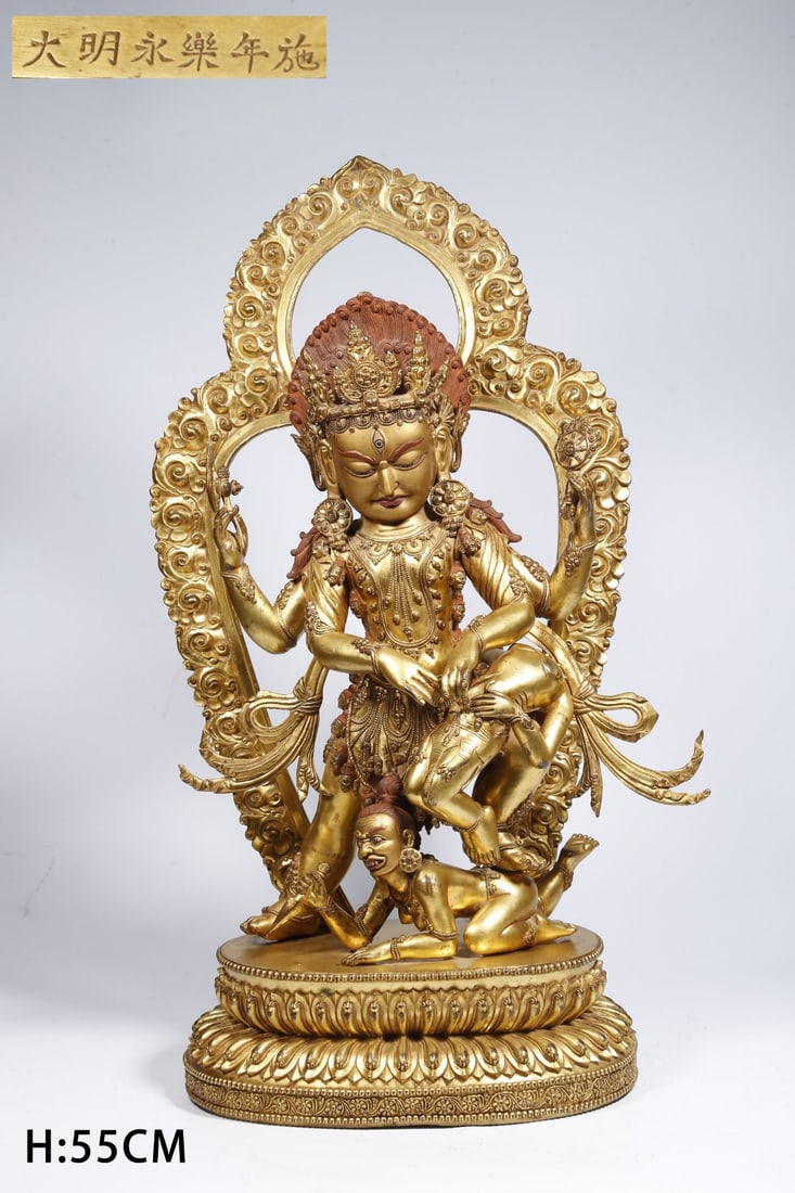 Copper gilded protective statue (1 of 1)