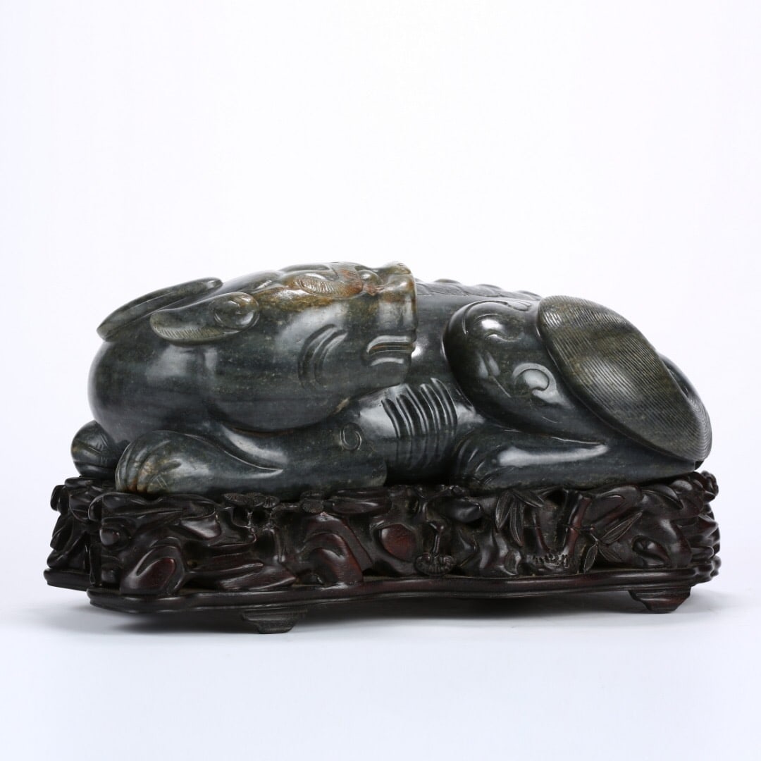 Hotan Jade Blue and White Seed Large Decoration: 31*18*17/11.45kg