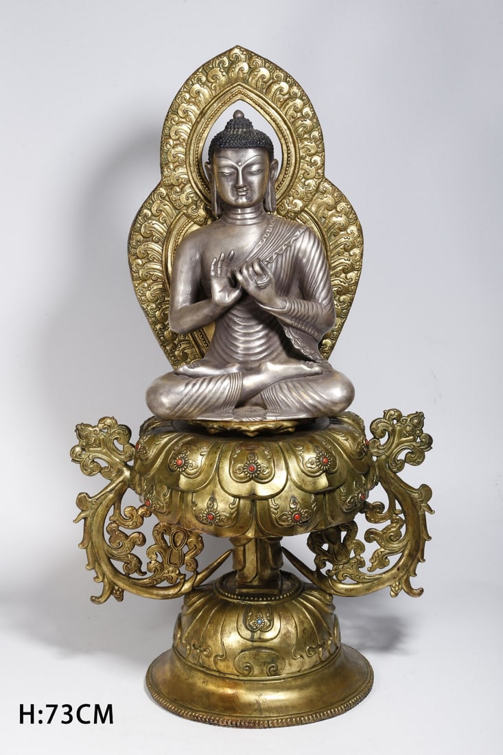 Copper gilded gold and silver Buddha statues: 40*73/21.7kg