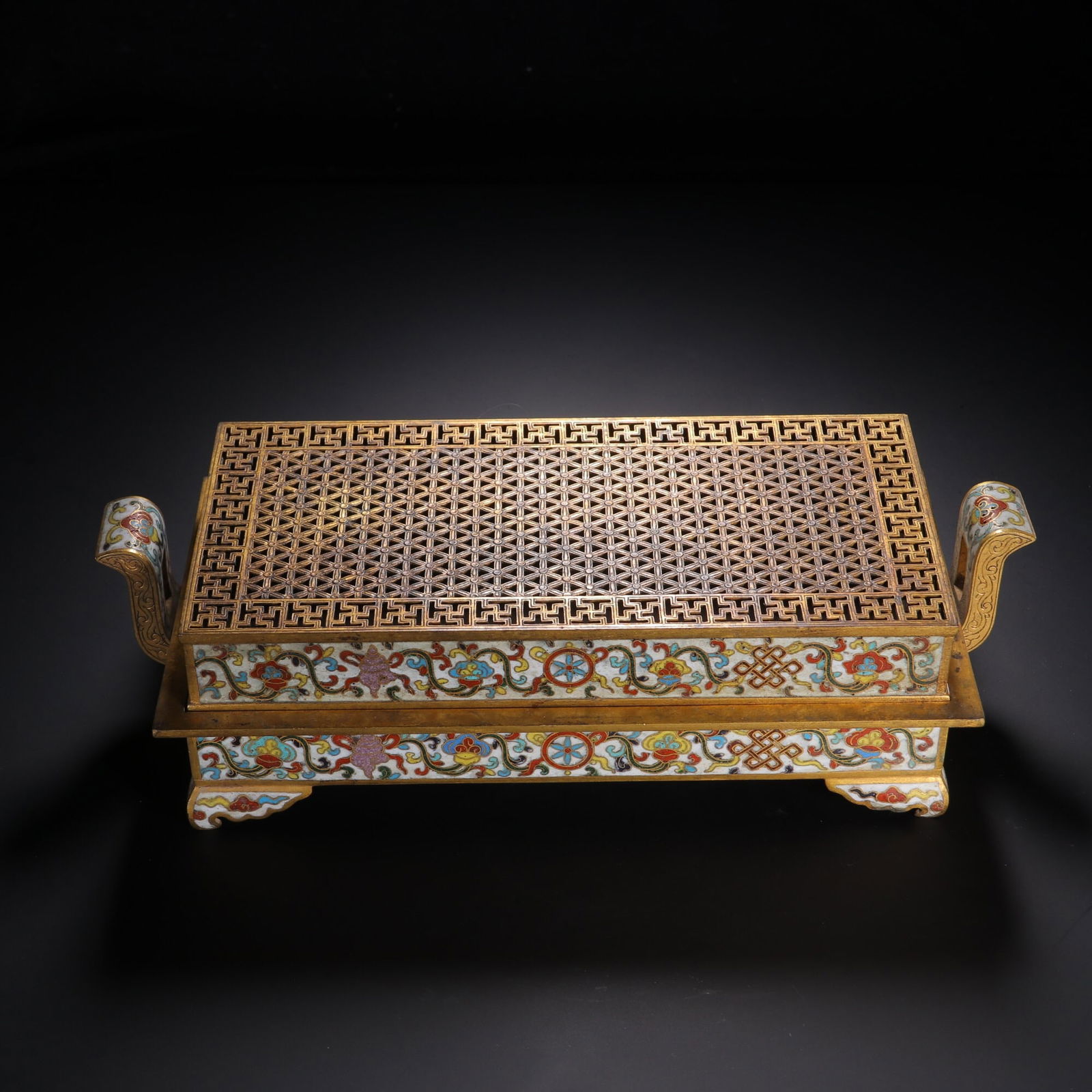 Wanli copper tire cloisonn é enamel crown ear aromatherapy stove: 27*14.5*9/2.31kg