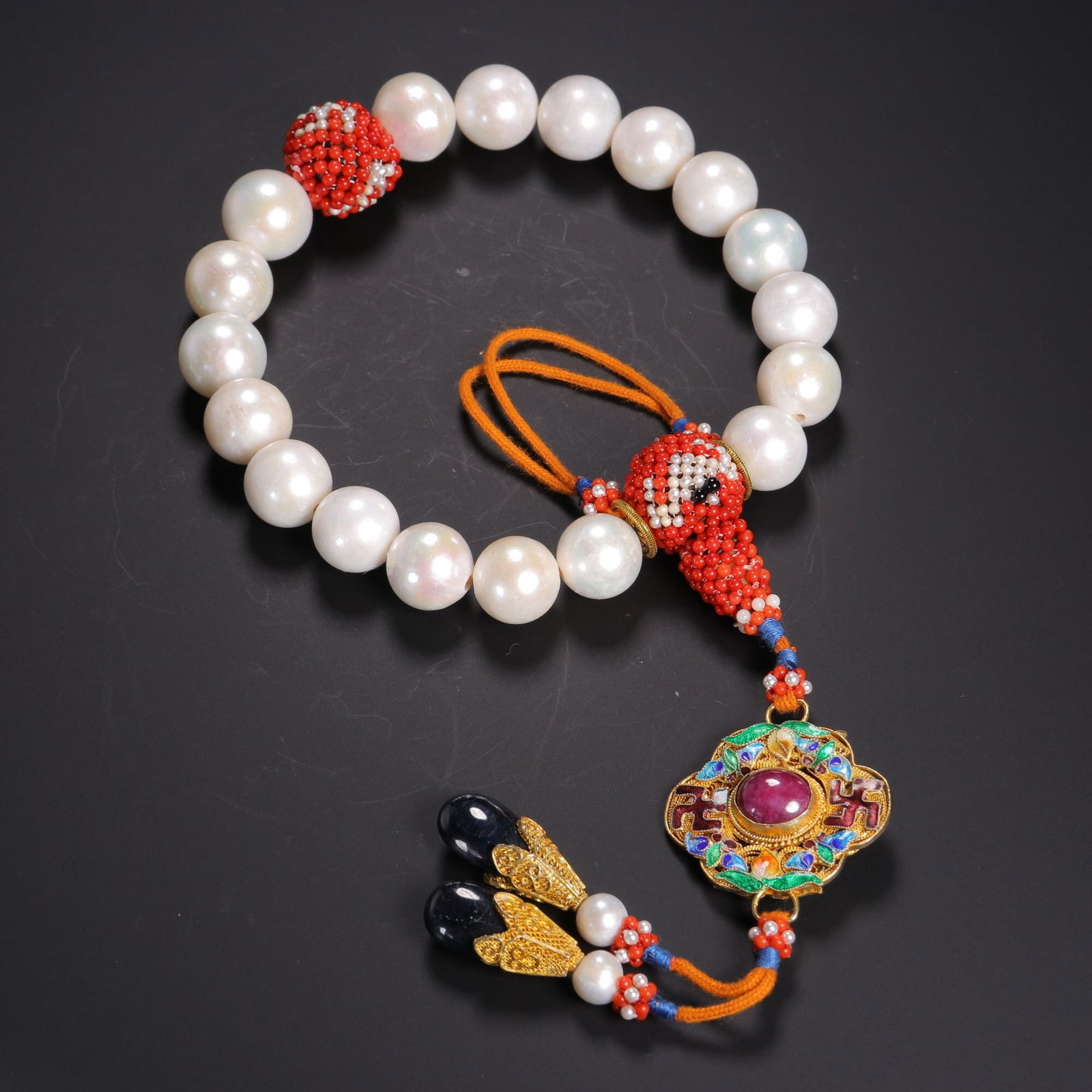 Qing Dynasty Pearl Eighteen Sons Handheld (1 of 1)