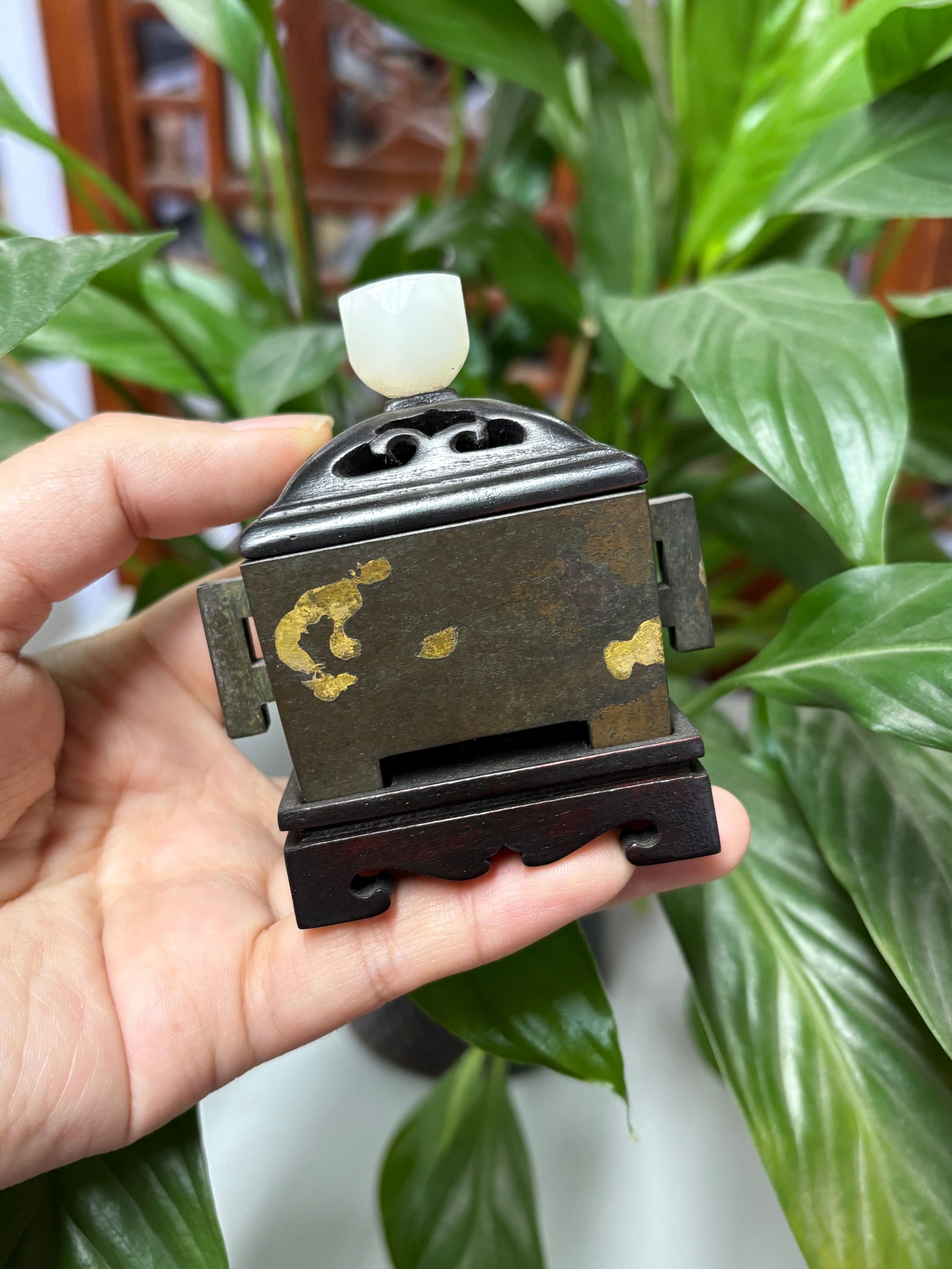 A Collection of Treasures: Gilded Bronze Incense Burner with Upturned Ears: 10.1*3.7*6.5/205g