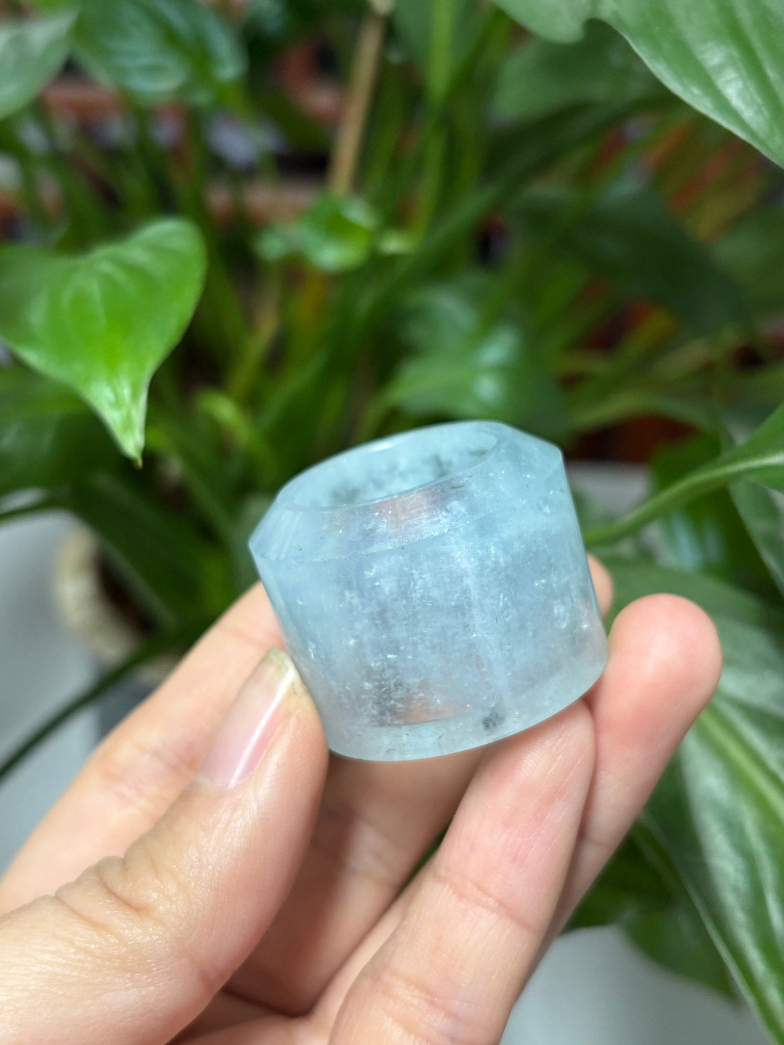 Qing Dynasty Aquamarine Thumb Ring: 2.1*2.5/30.2g