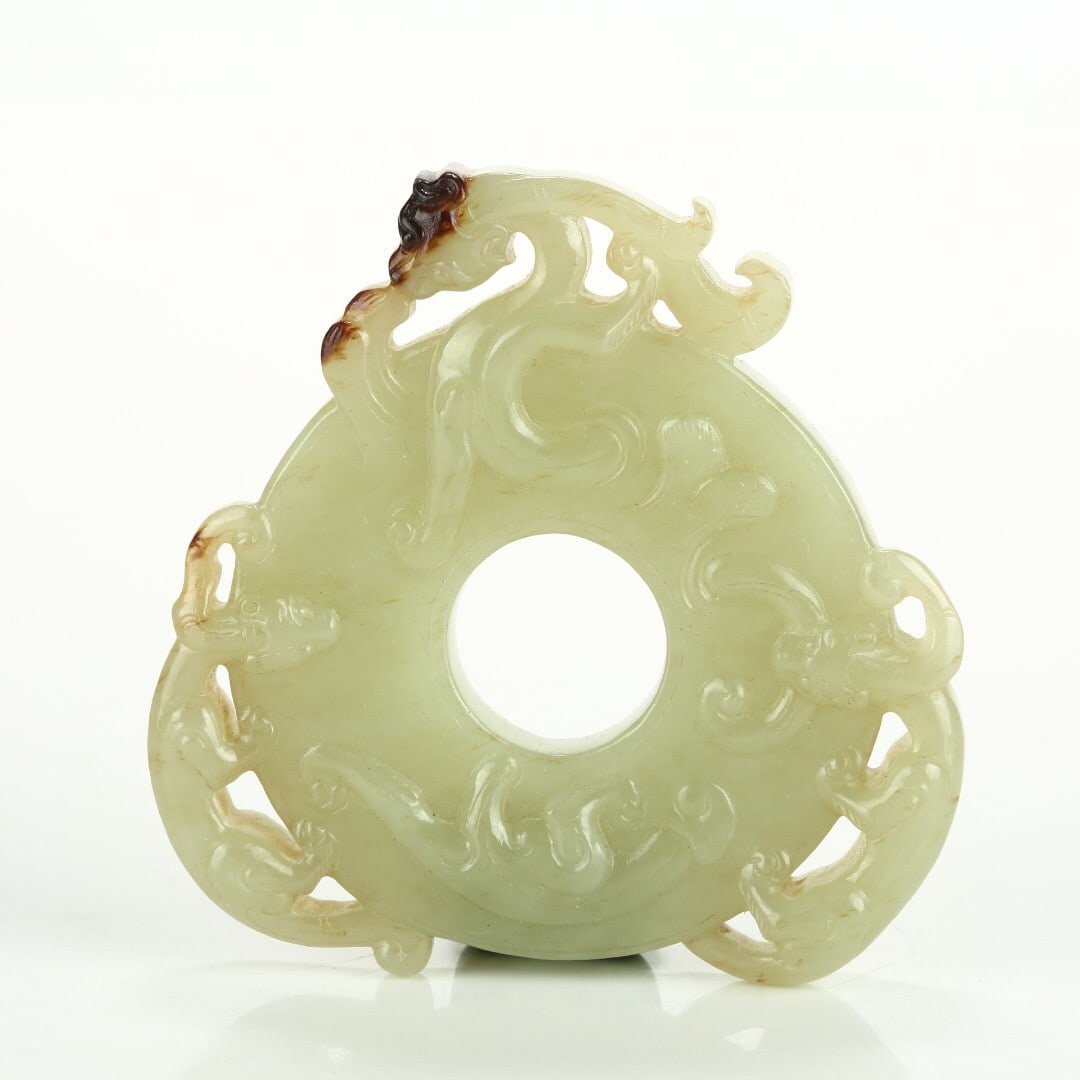 Hetian jade bi disc with protruding outline: 7*1/73g