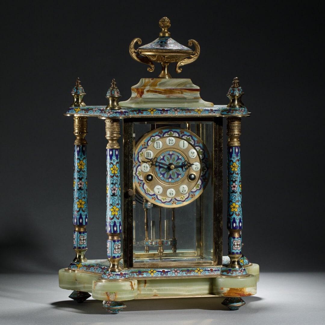 European Cloisonné Clock: 32*18*45/14075g