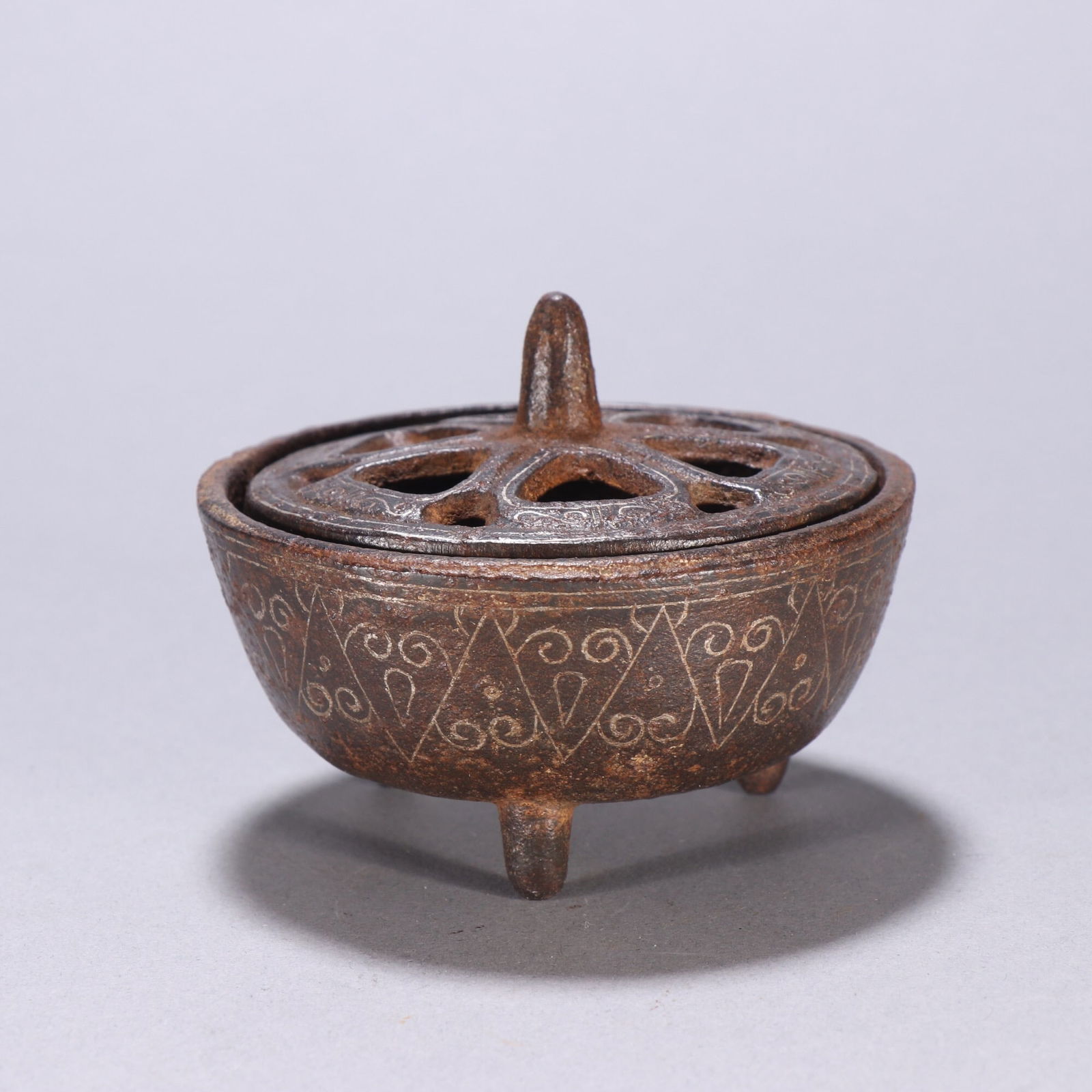 Bronze Incense Burner Inlaid with Silver (1 of 4)