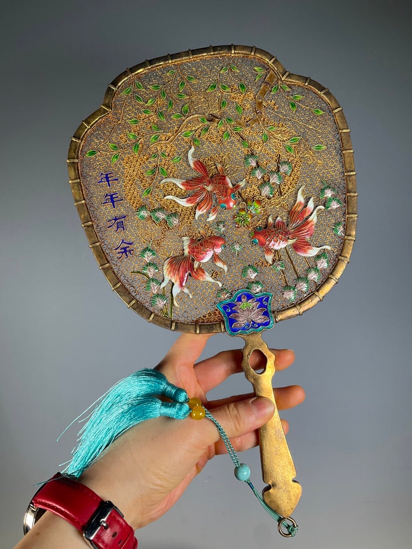 Pure silver gilded fan during the mark of foreign exchange creation: 33*20/358g