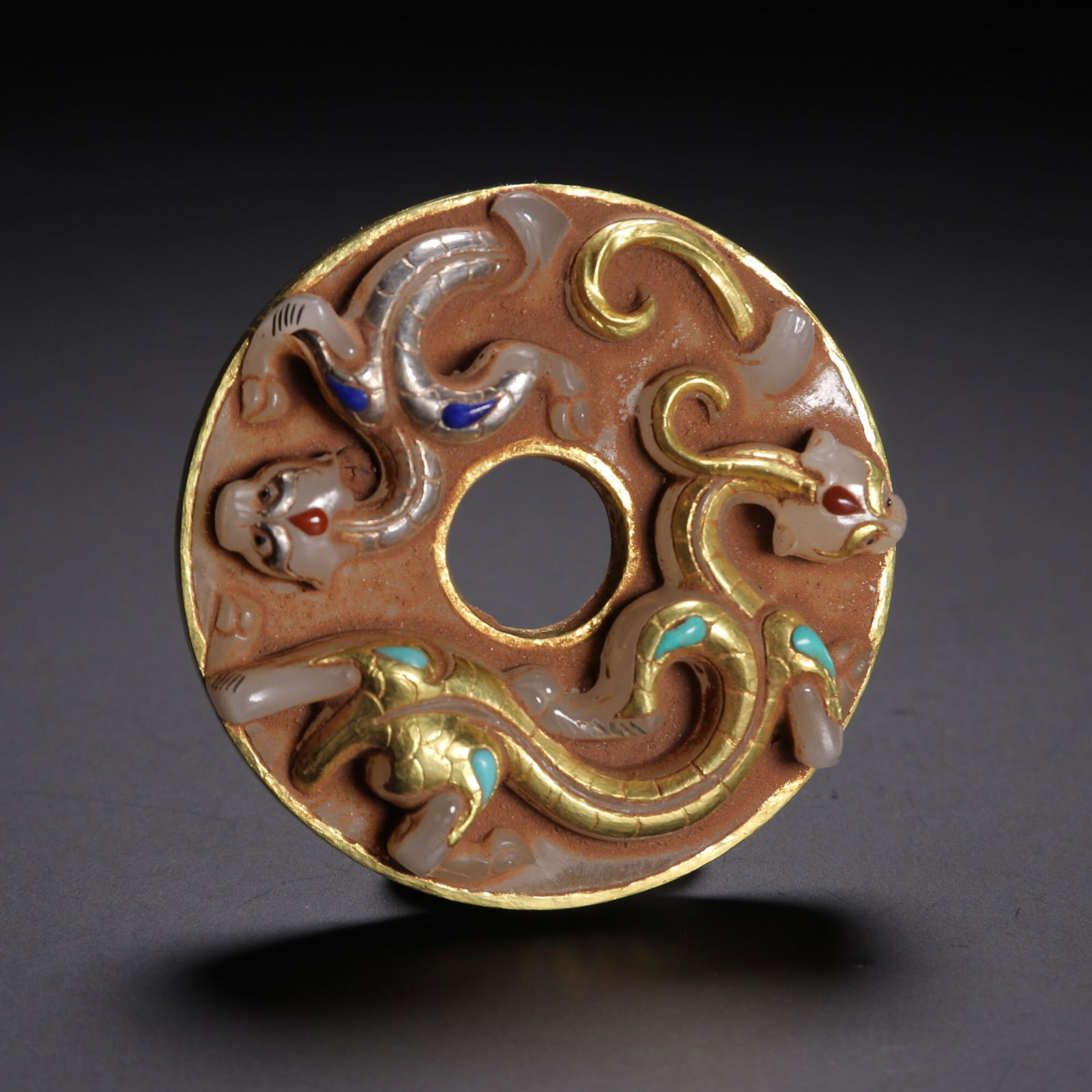 Han Dynasty Jade Bi Disc Inlaid with Gold and Silver (1 of 2)
