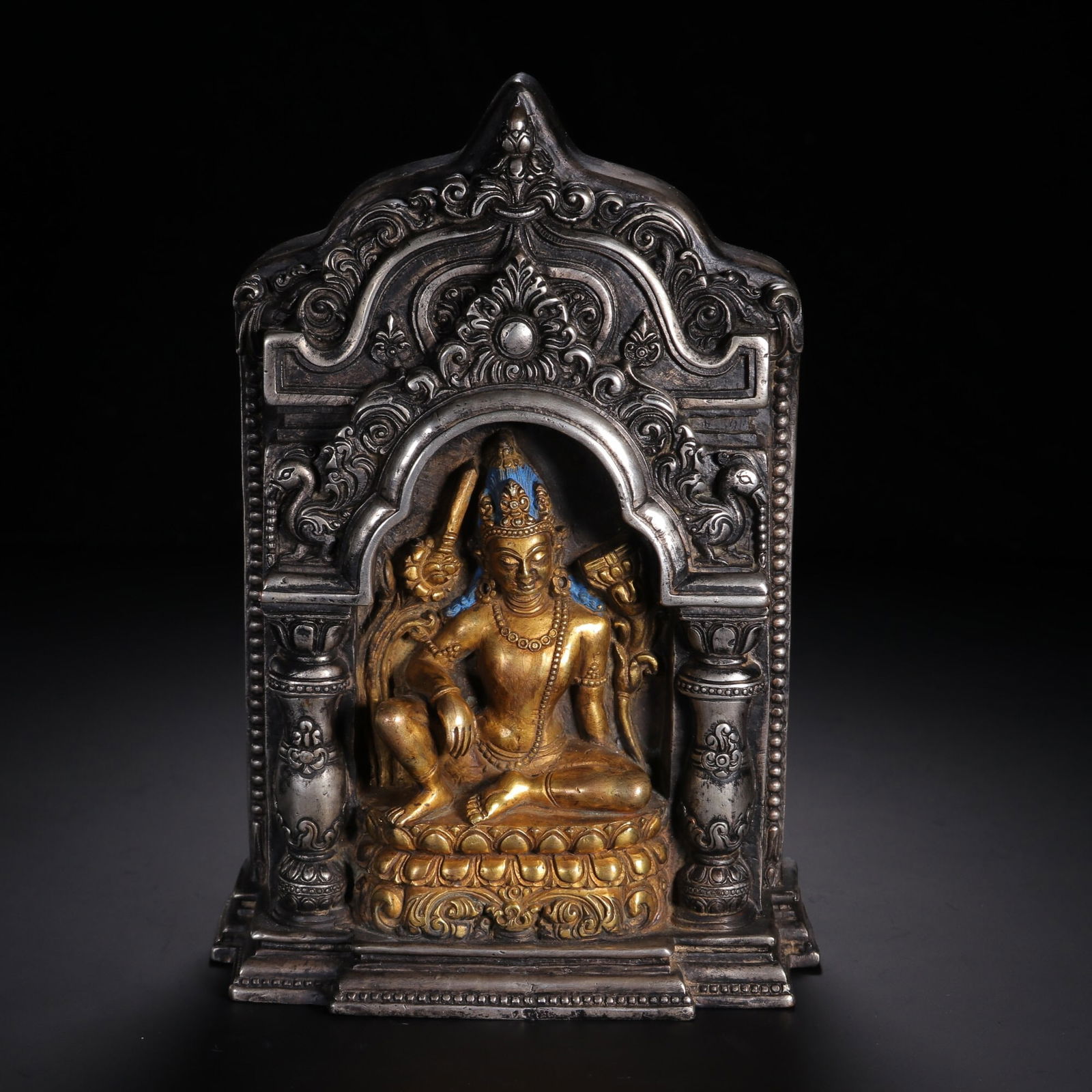 Qing Dynasty Gilt Bronze and Silver-Plated Buddhist Shrine (1 of 3)