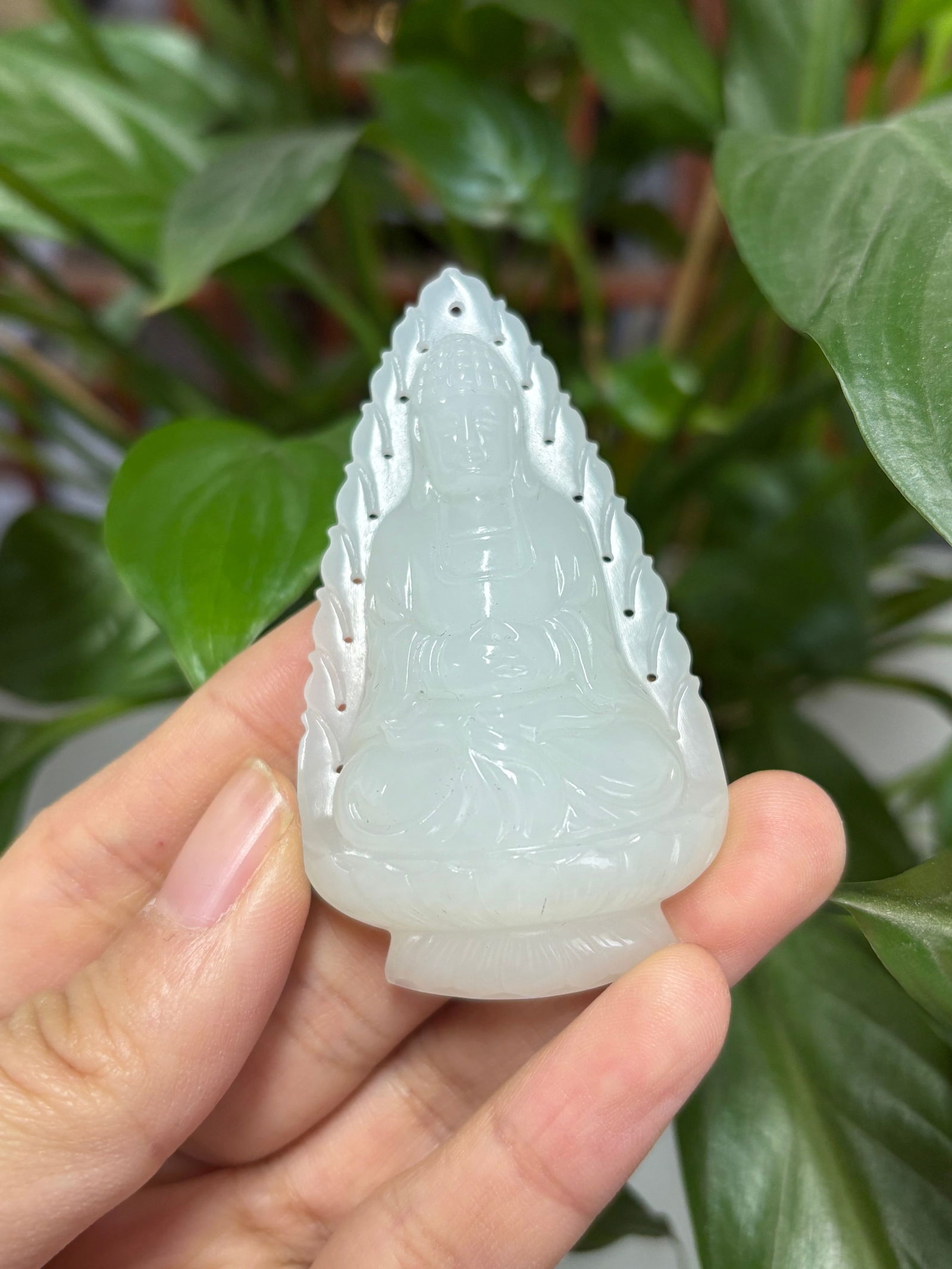 Qing Dynasty Hetian White Jade Pendant: 6.45*3.7*1.45/35.4g