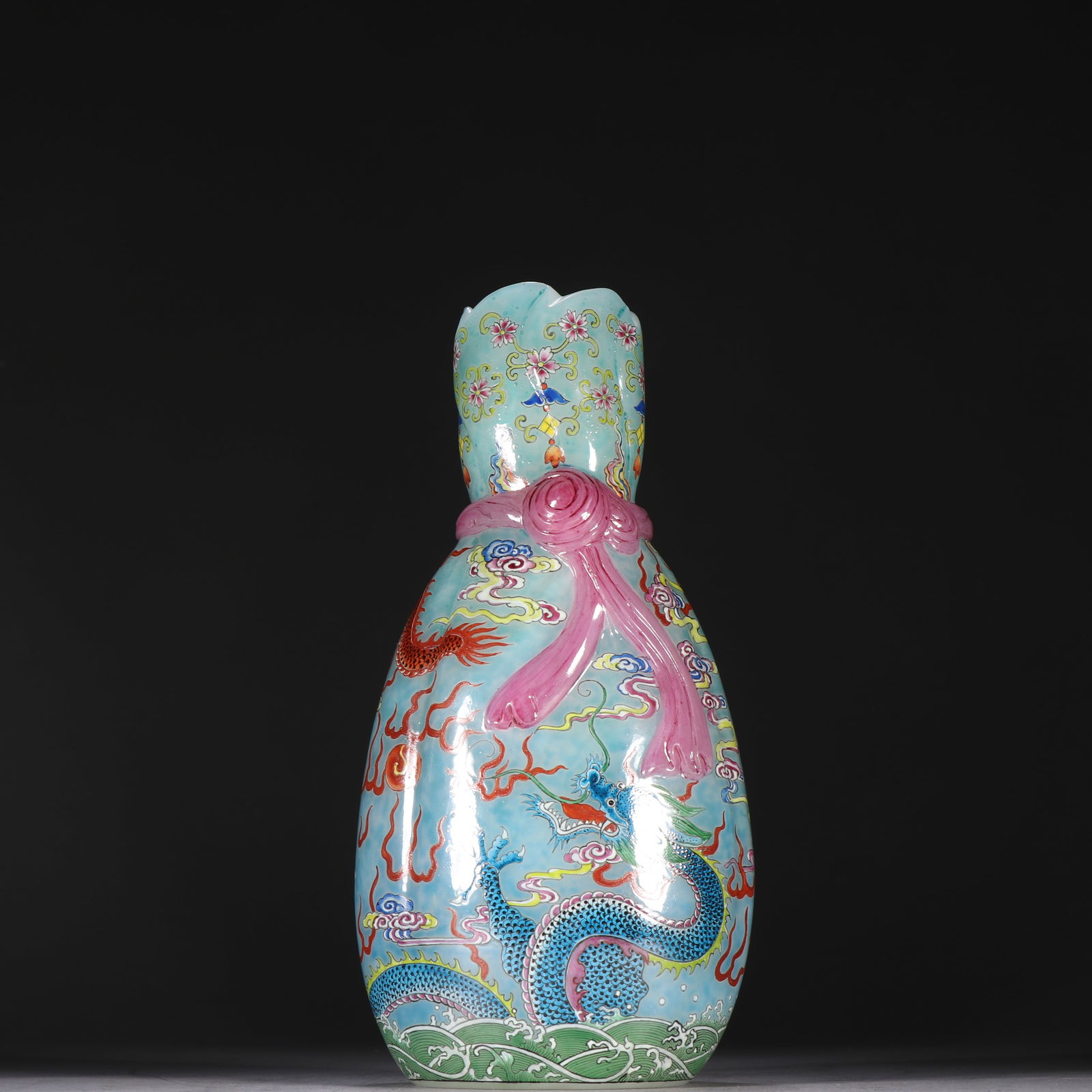 Yongzheng mark Famille Rose Deer-Head Vase (1 of 4)
