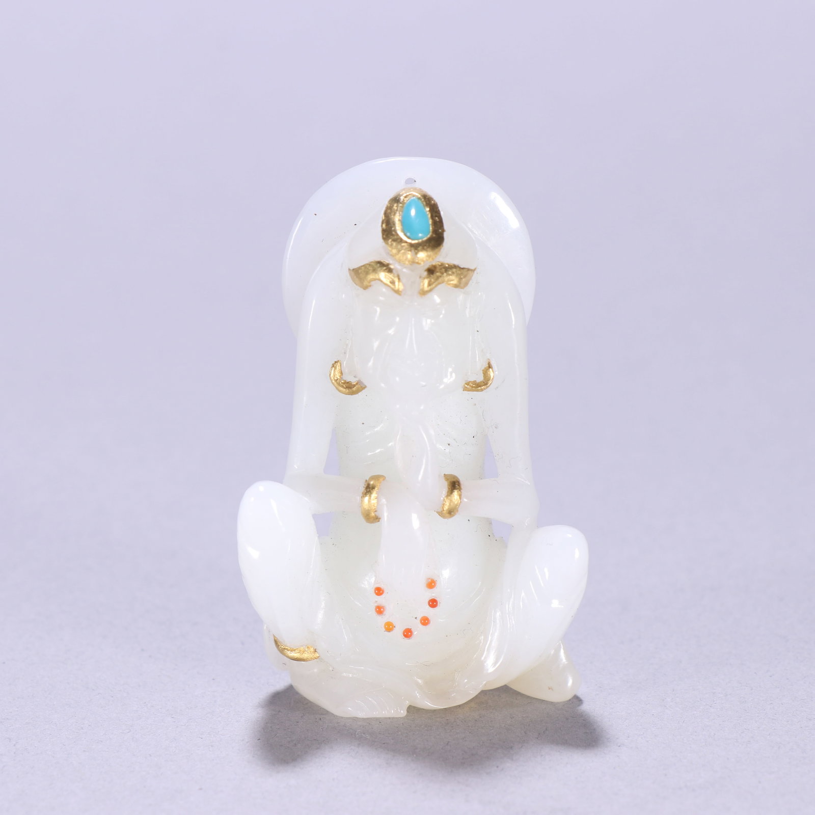 Hetian Jade Inlaid with 18k Gold Pendant: 5.7*3.6/53.8g