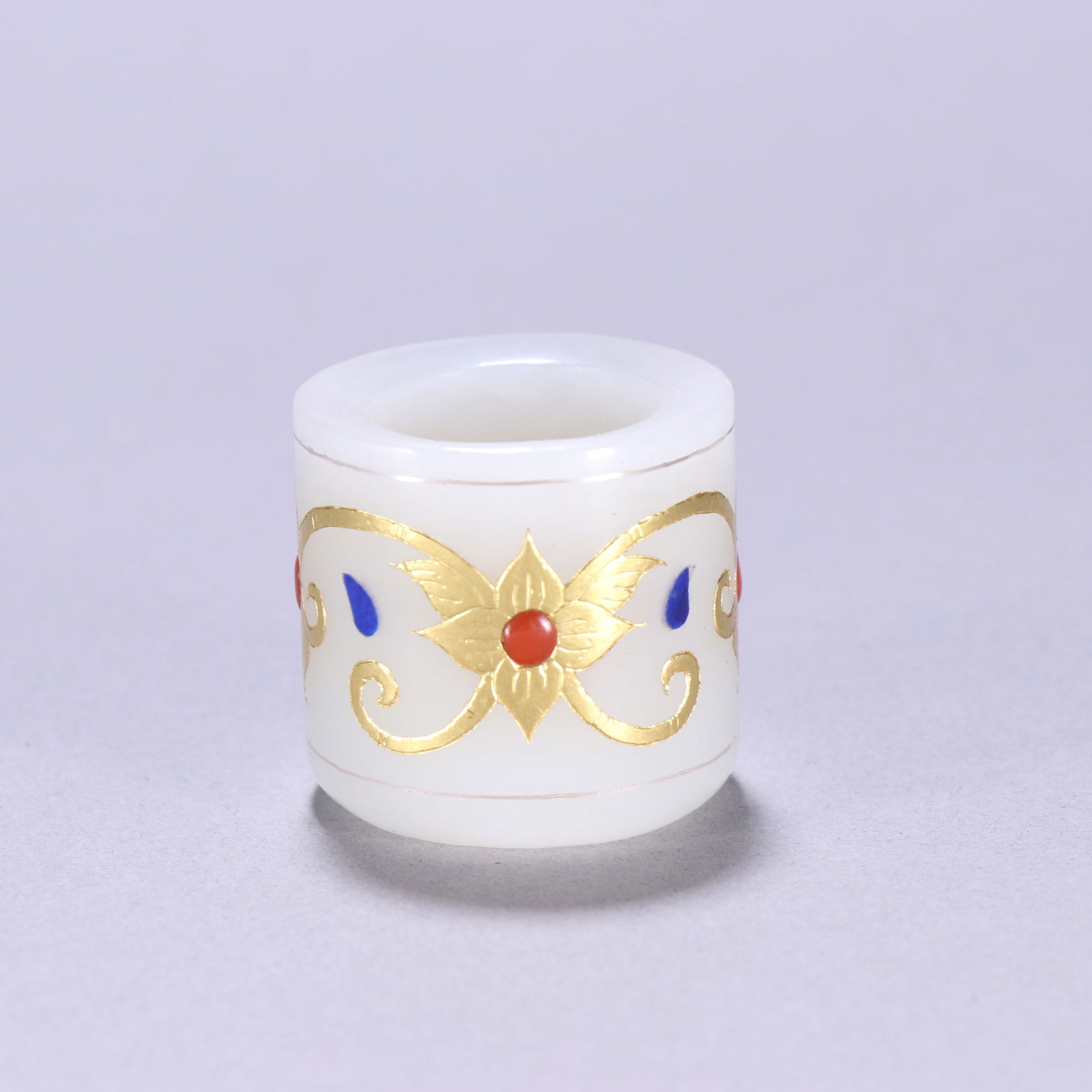 Hotan Jade Ring with gold inlaid treasure: 2.2*3.2/43.2g