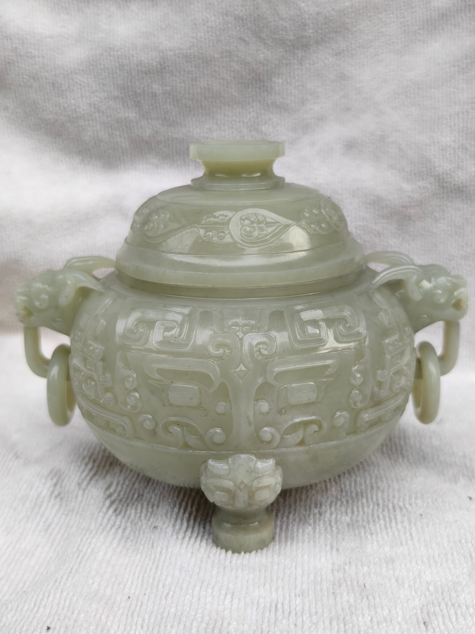 Hetian Green Jade Incense Burner (1 of 5)