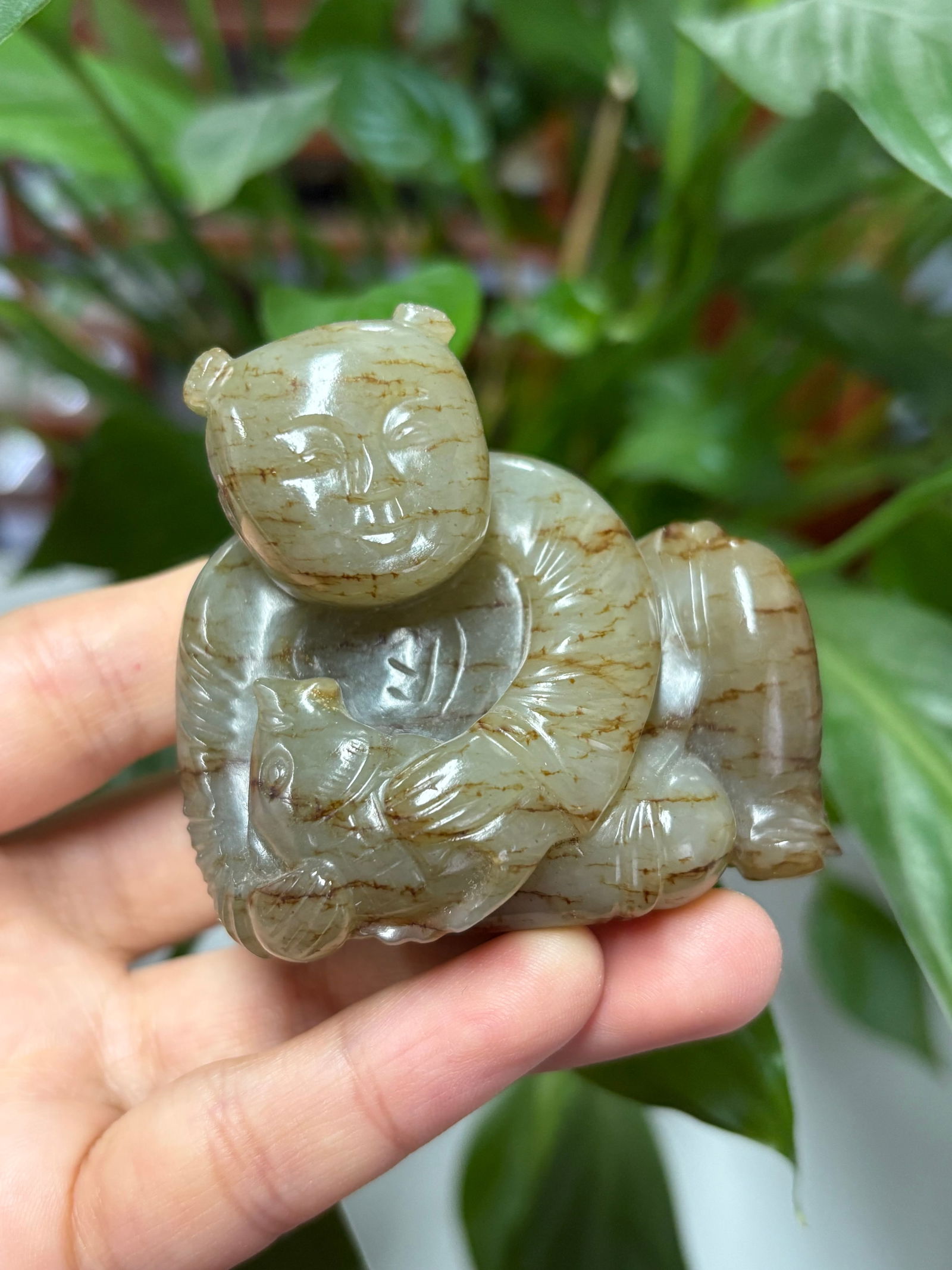 Hetian jade carvings of the Qing Dynasty: 5.5*5.9*3.7/151.8g
