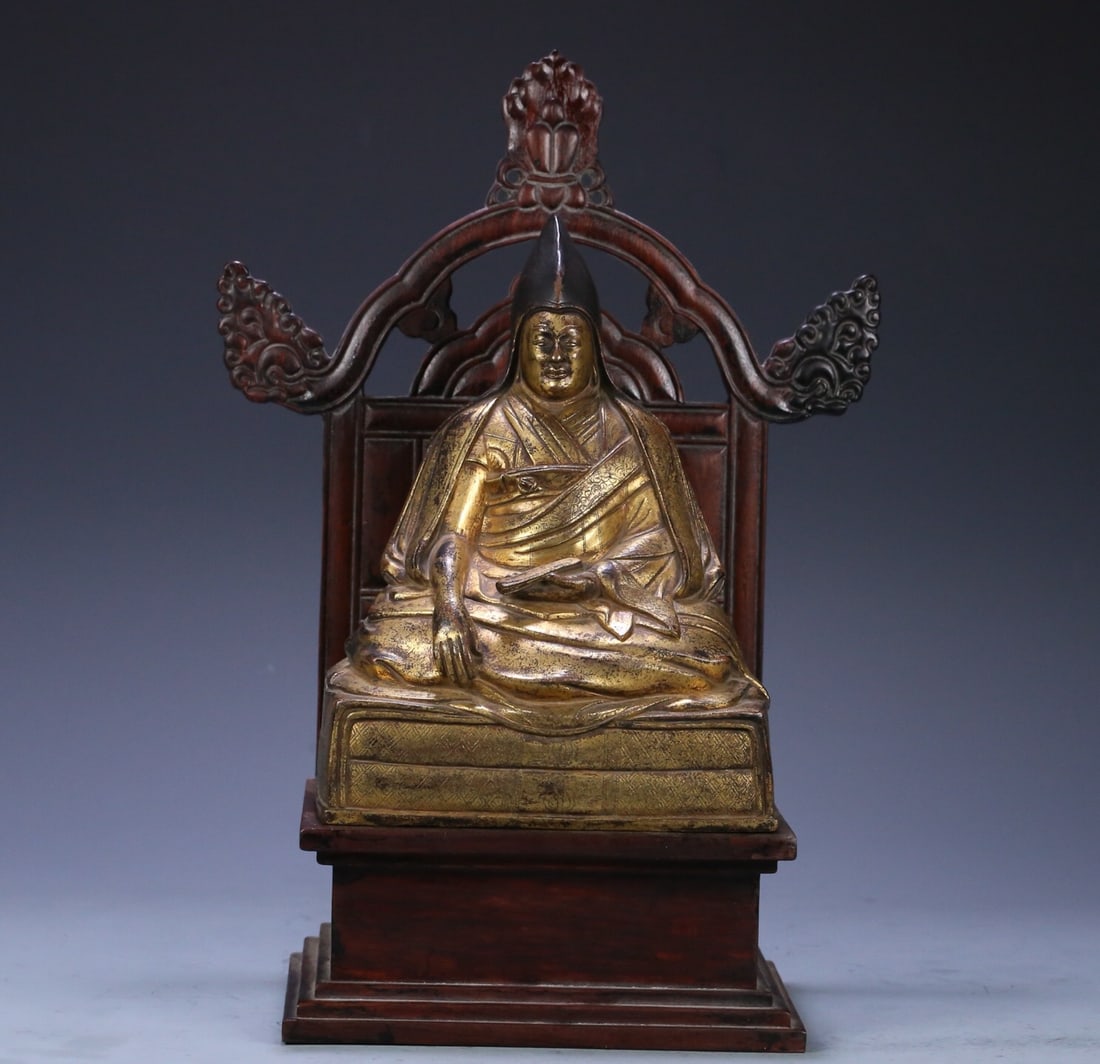 17th century Tibetan Buddhist bronze gilded Buddha statue (1 of 1)