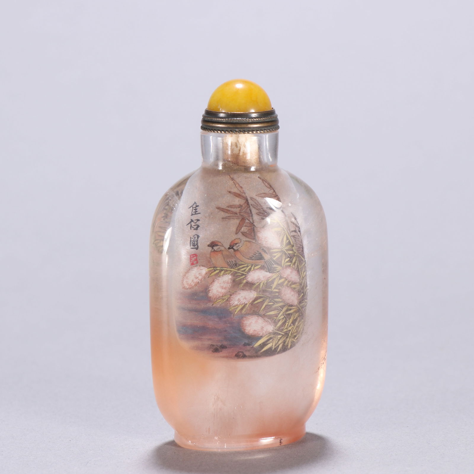 Qing Dynasty Crystal Snuff Bottle with Inside Painting (1 of 2)