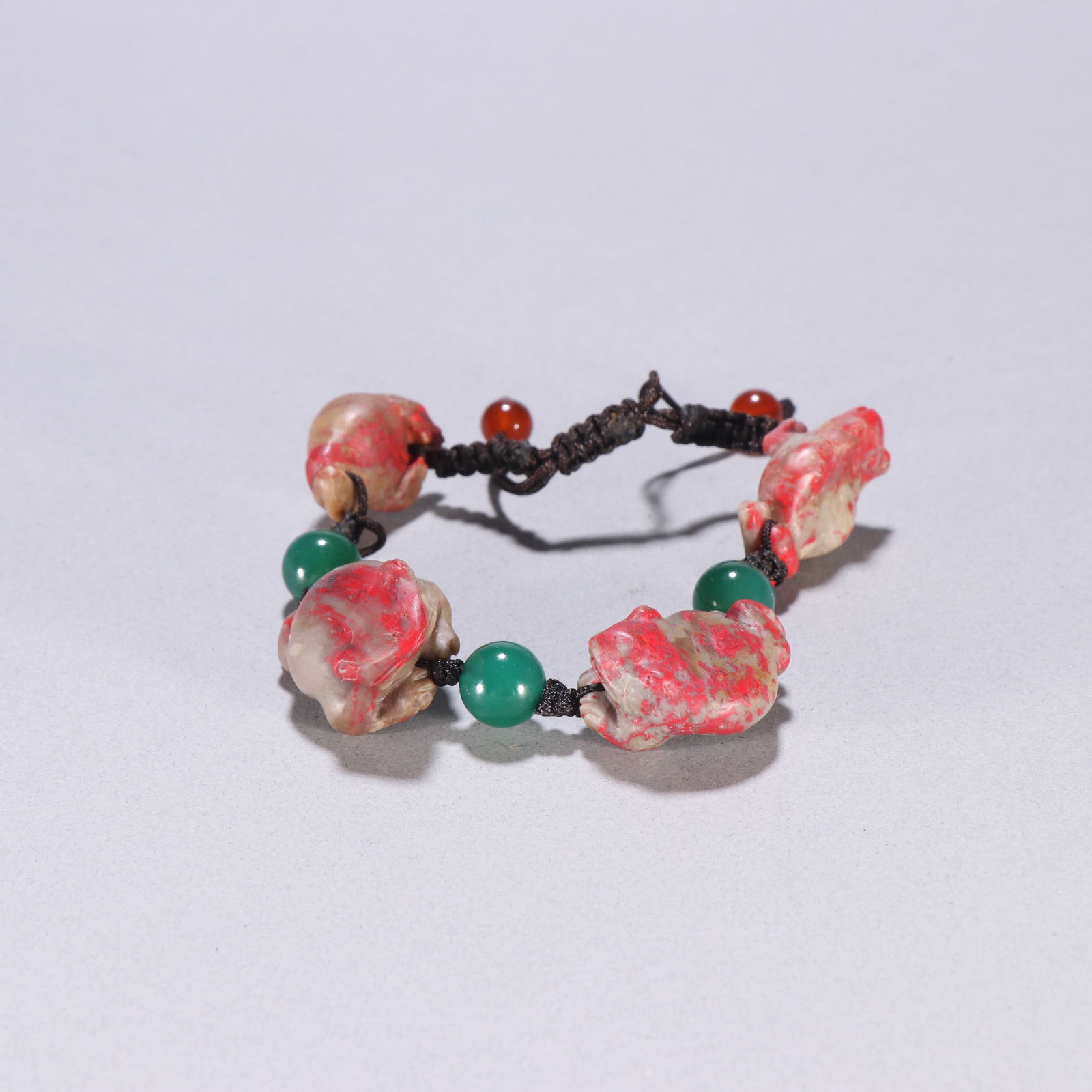 Qing Dynasty Chicken Blood Stone Bracelet: 1.3*2.8/43.1g