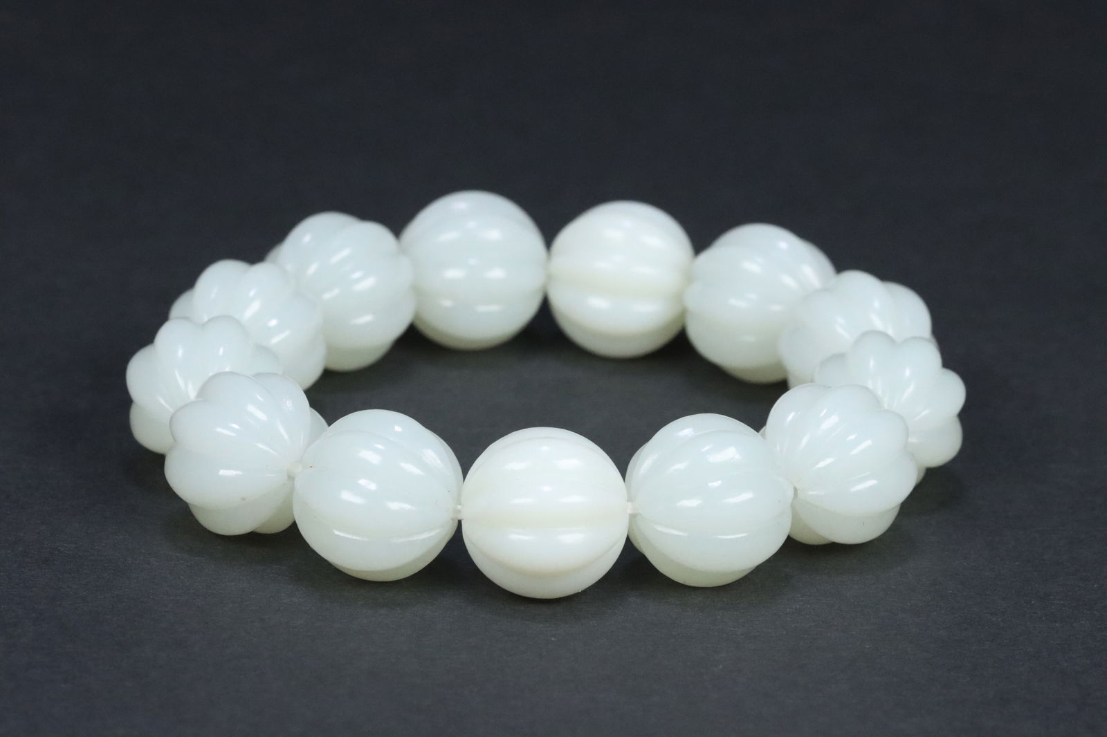 Hetian Jade Melon Bead Bracelet (1 of 1)