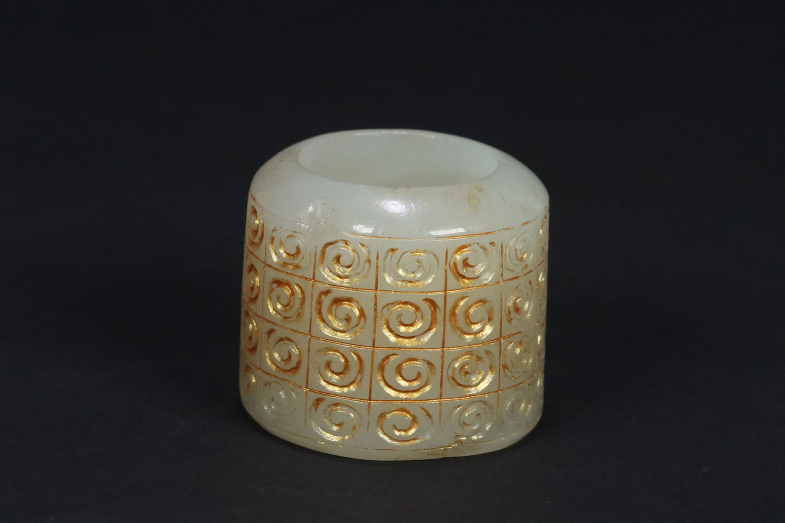 Hetian Jade Gilded Thumb Ring: 3*3.43*2.18/43.4g