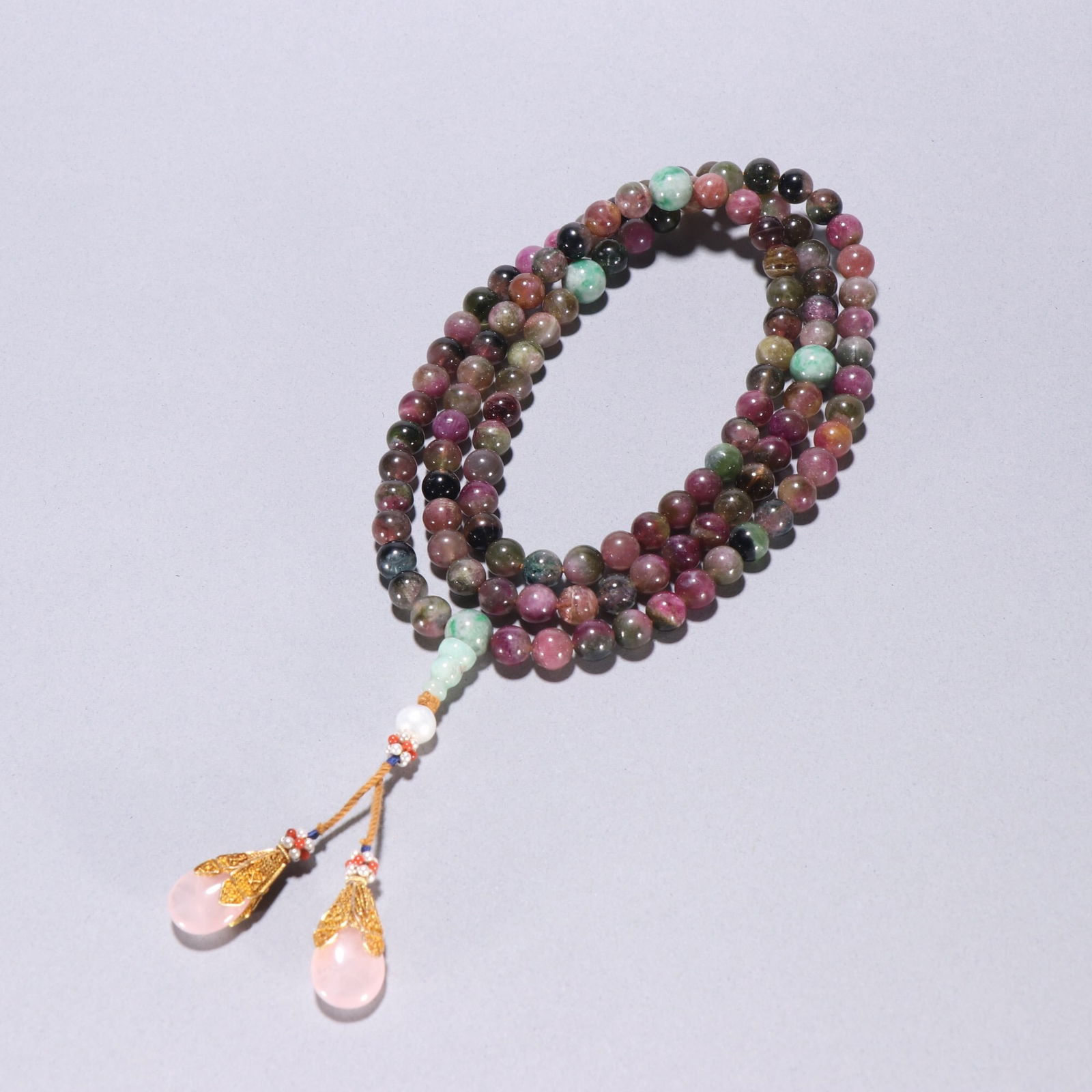 Qing Dynasty Tourmaline 108-Bead Buddhist Prayer Beads (1 of 1)